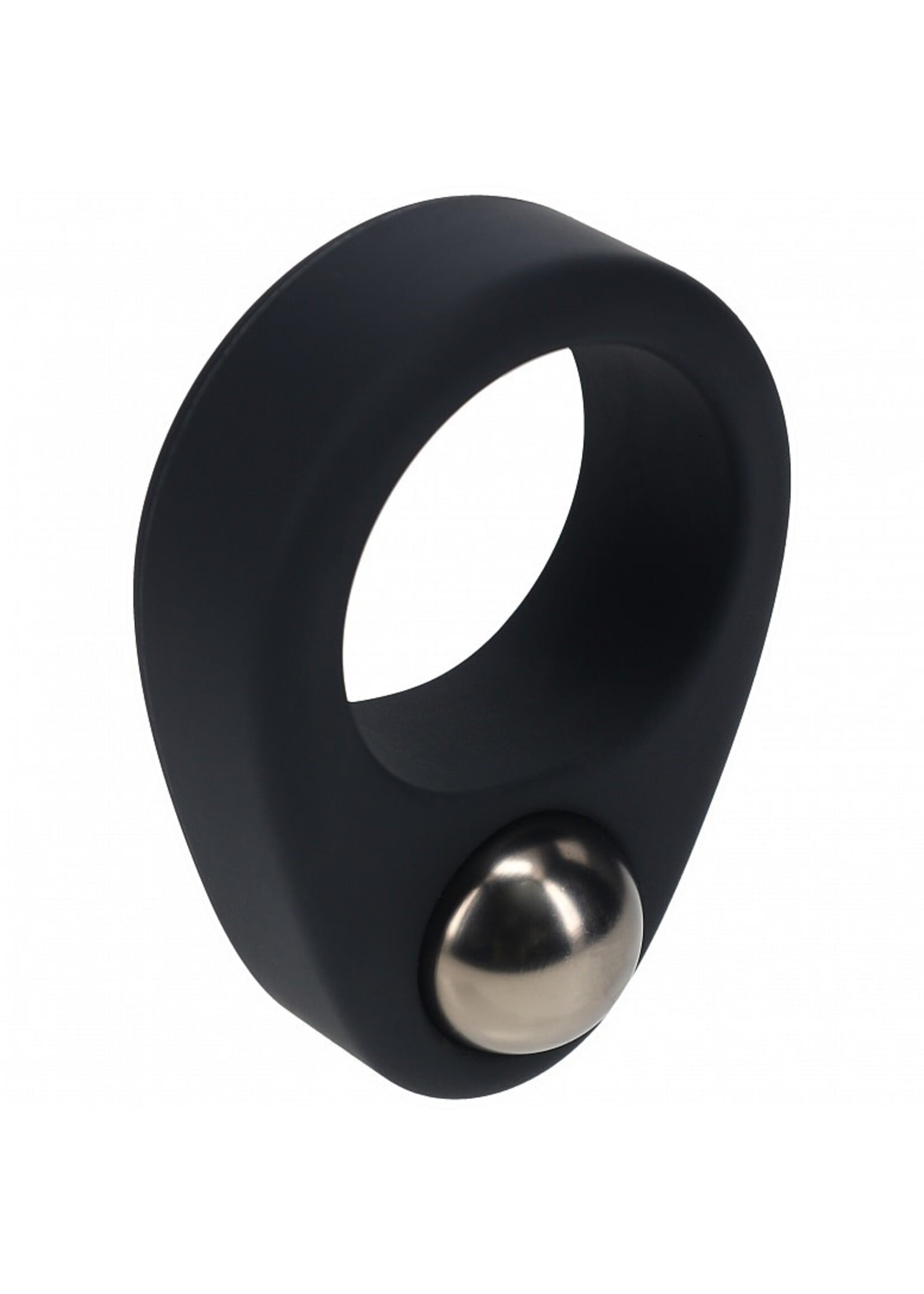 Shots Levelz Levelz Liquid Silicone Single Weighted Ball Cock Ring Black