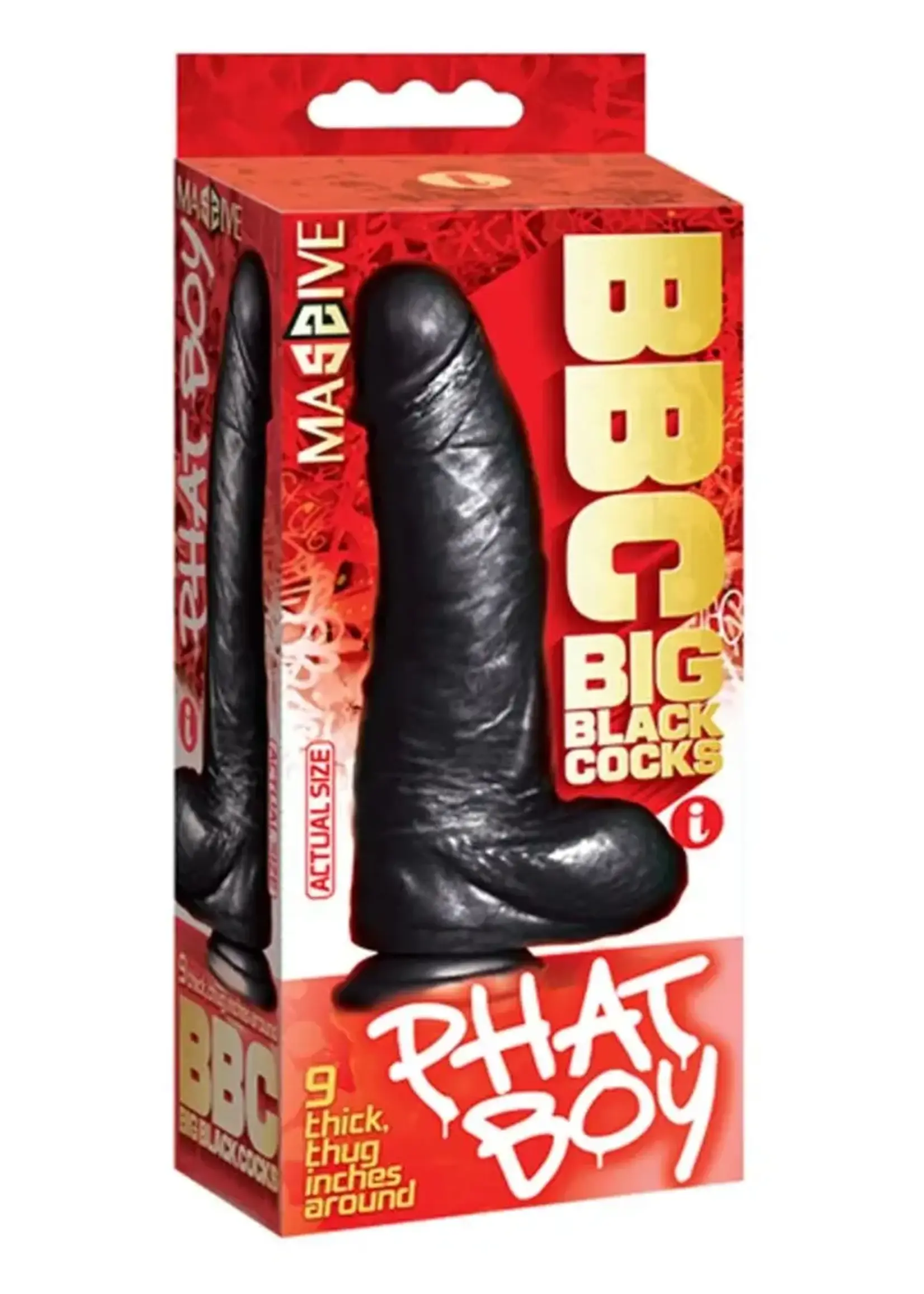 Icon Brands BBC Big Black Cock Phat Boy Realistic Dildo with Balls 10in - Black