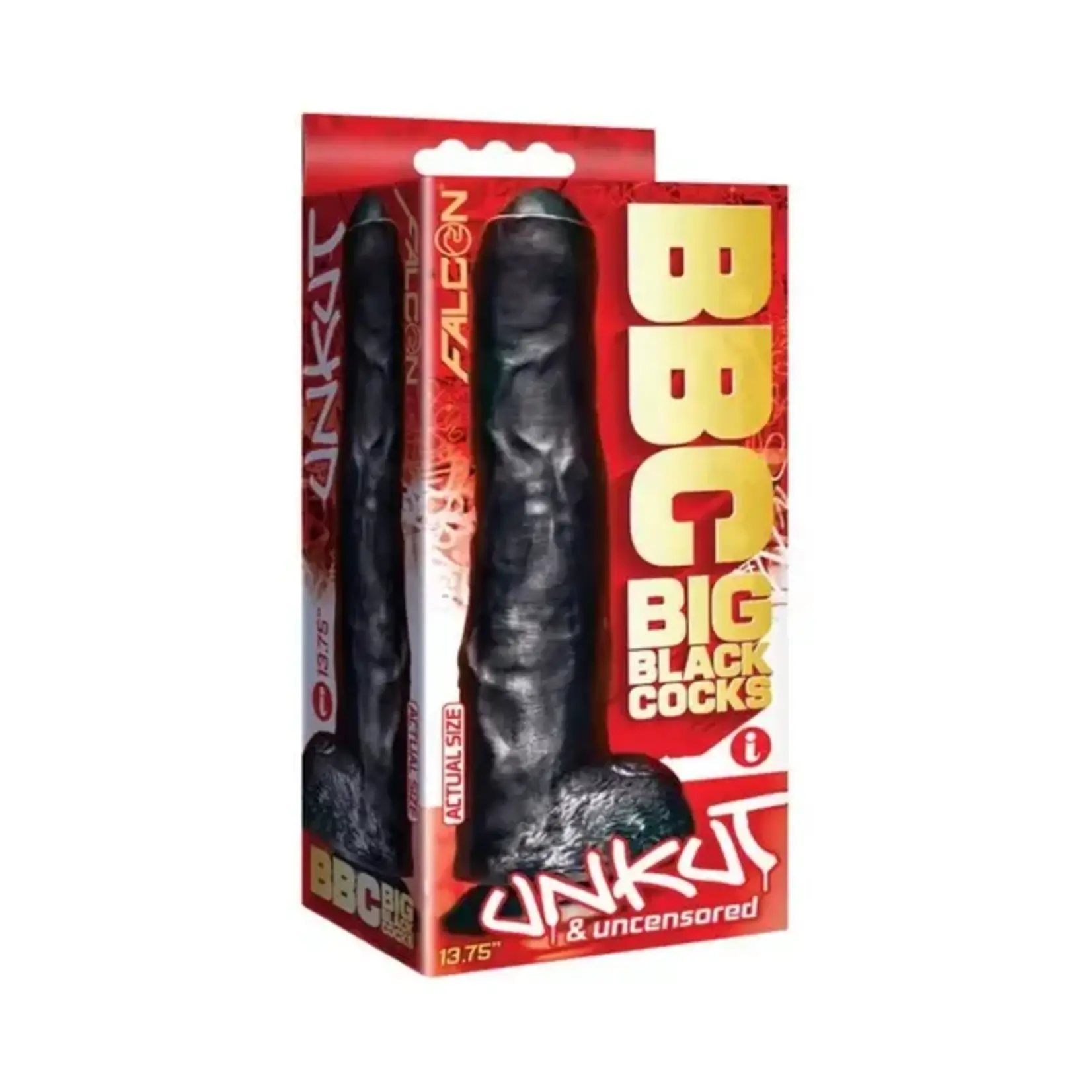 Icon Brands BBC Big Black Cocks Unkut & Uncensored Dong with Balls 13.75in - Black