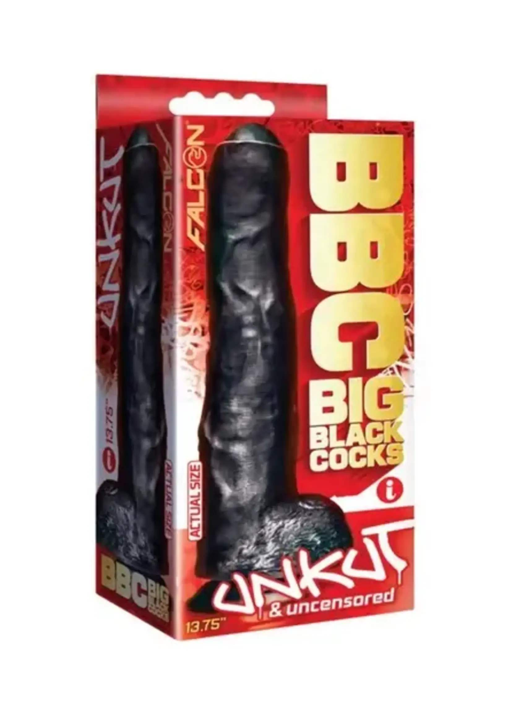 Icon Brands BBC Big Black Cocks Unkut & Uncensored Dong with Balls 13.75in - Black