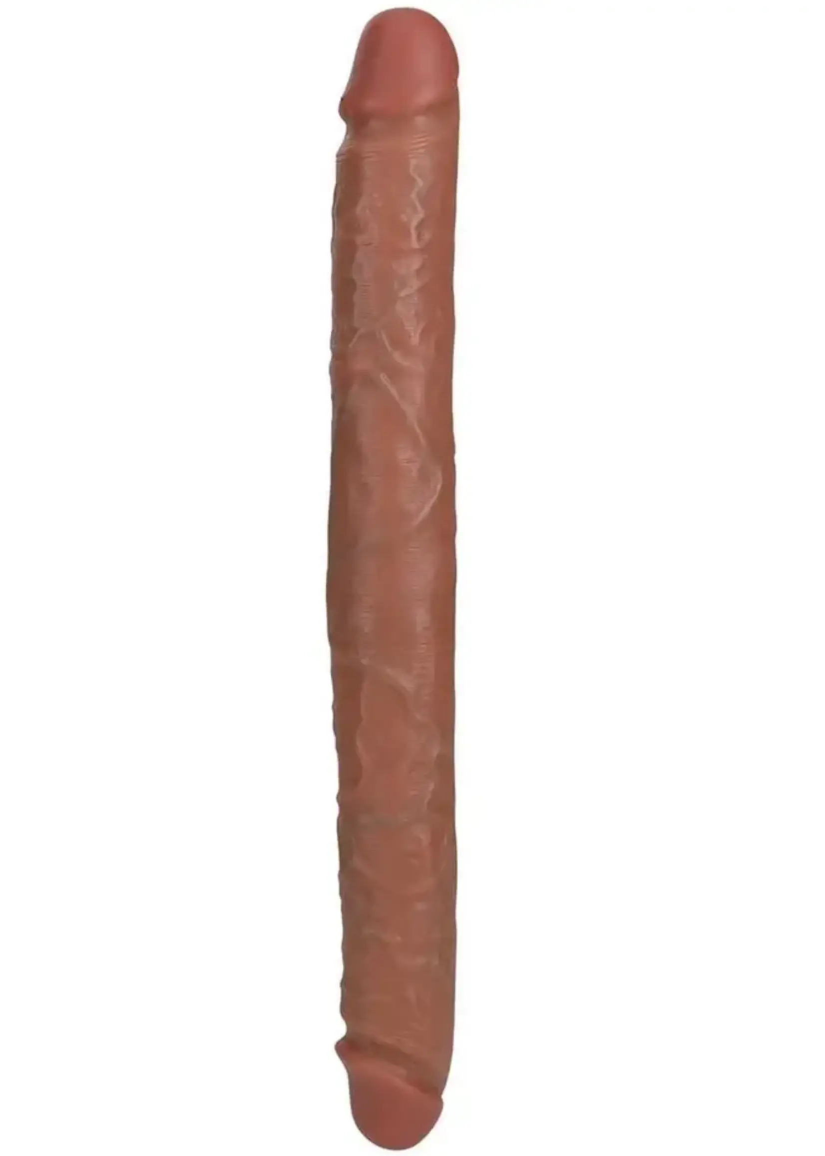 Shots RealRock RealRock Realistic Skin Thick Double Ended Dong 16in - Caramel