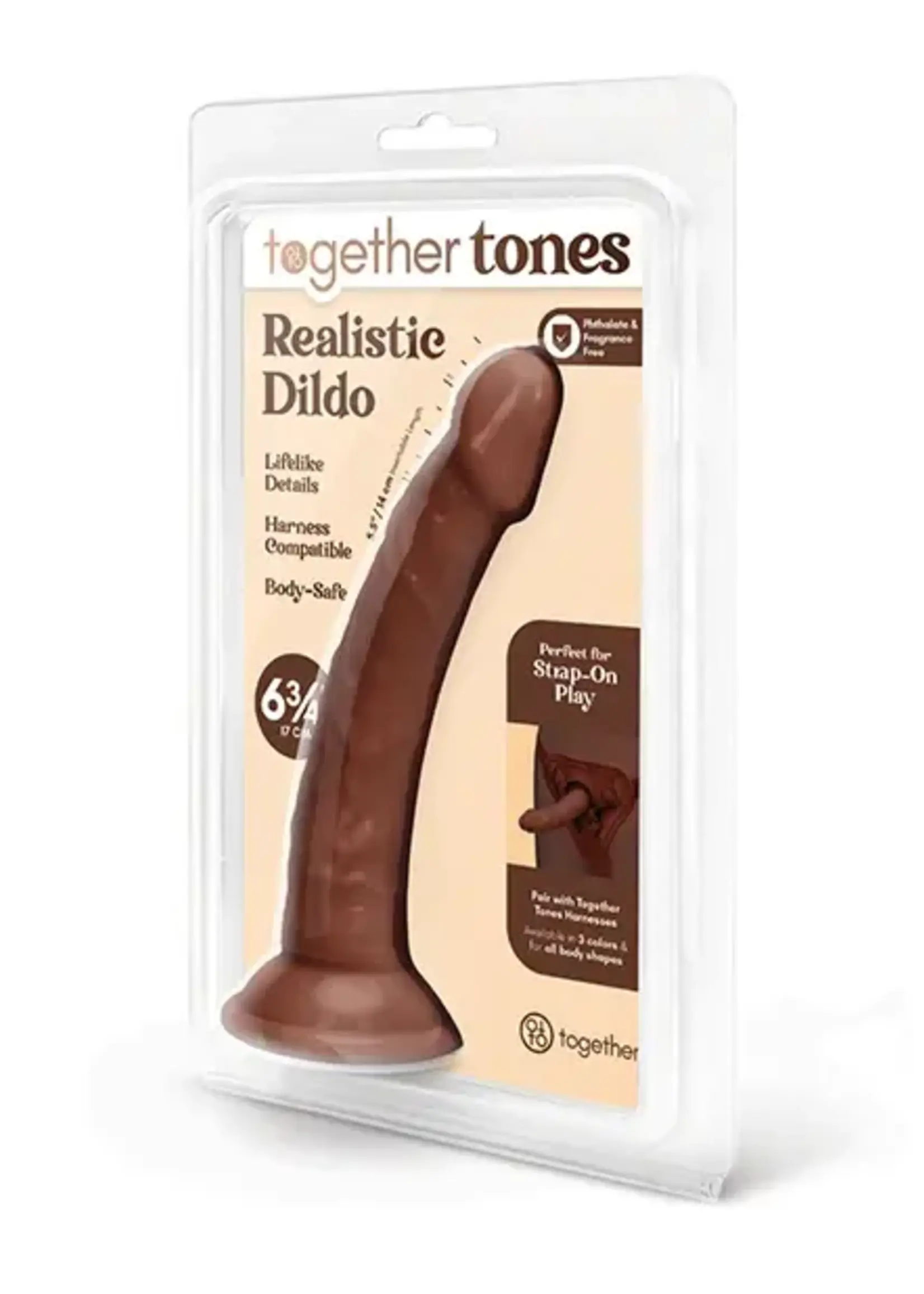 Together Toys Together Realistic Dildo with Suction Base 6.75in - Chocolate