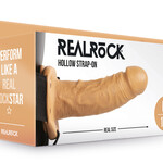 Shots RealRock Hollow Strap-on Without Balls 6 Inch - Tan