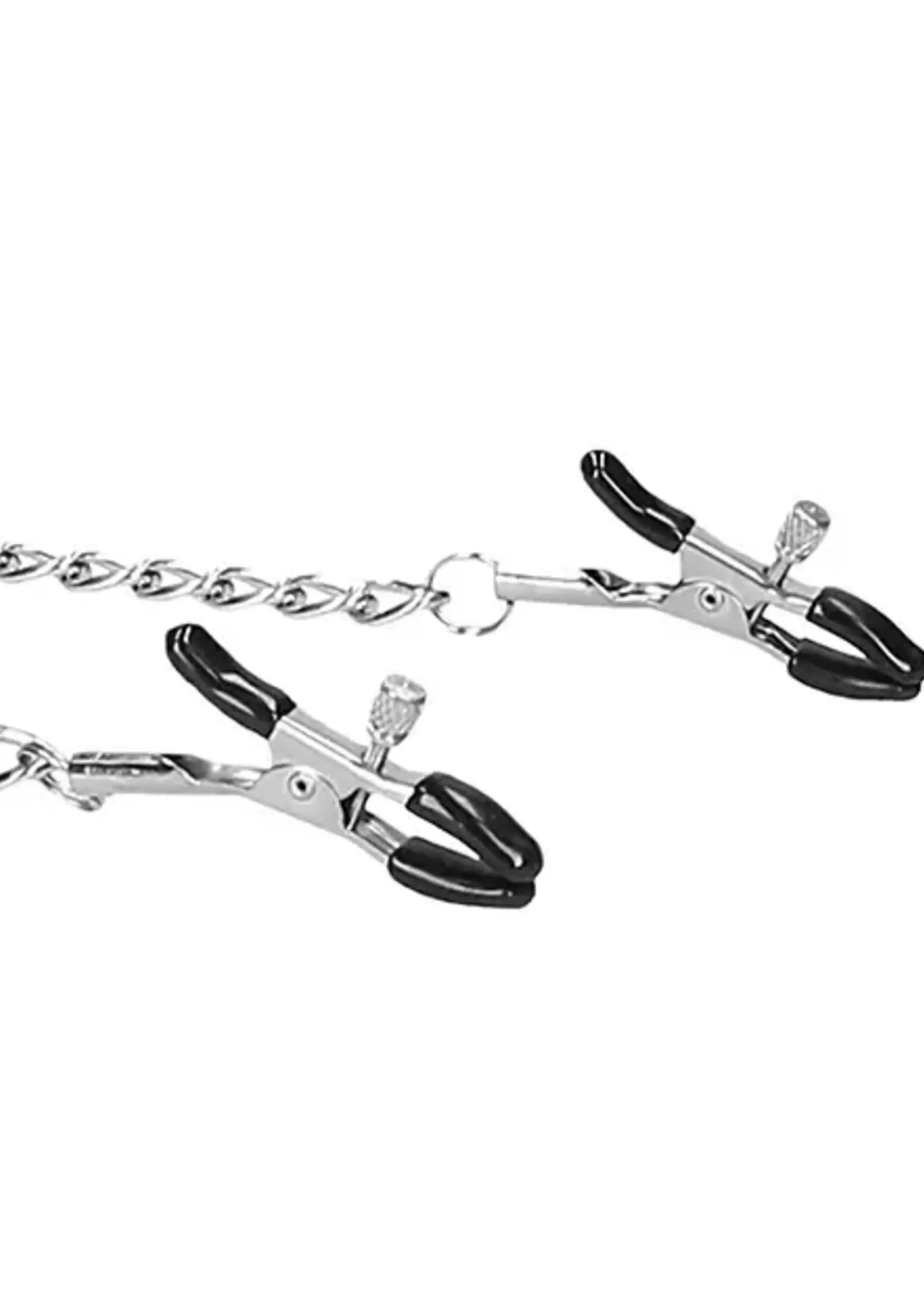 Shots Ouch! Ouch! Velcro Collar with Nipple Clamps - Black