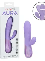 Calexotics Aura Rotating Ripple Rechargeable Silicone Dual Massager - Purple
