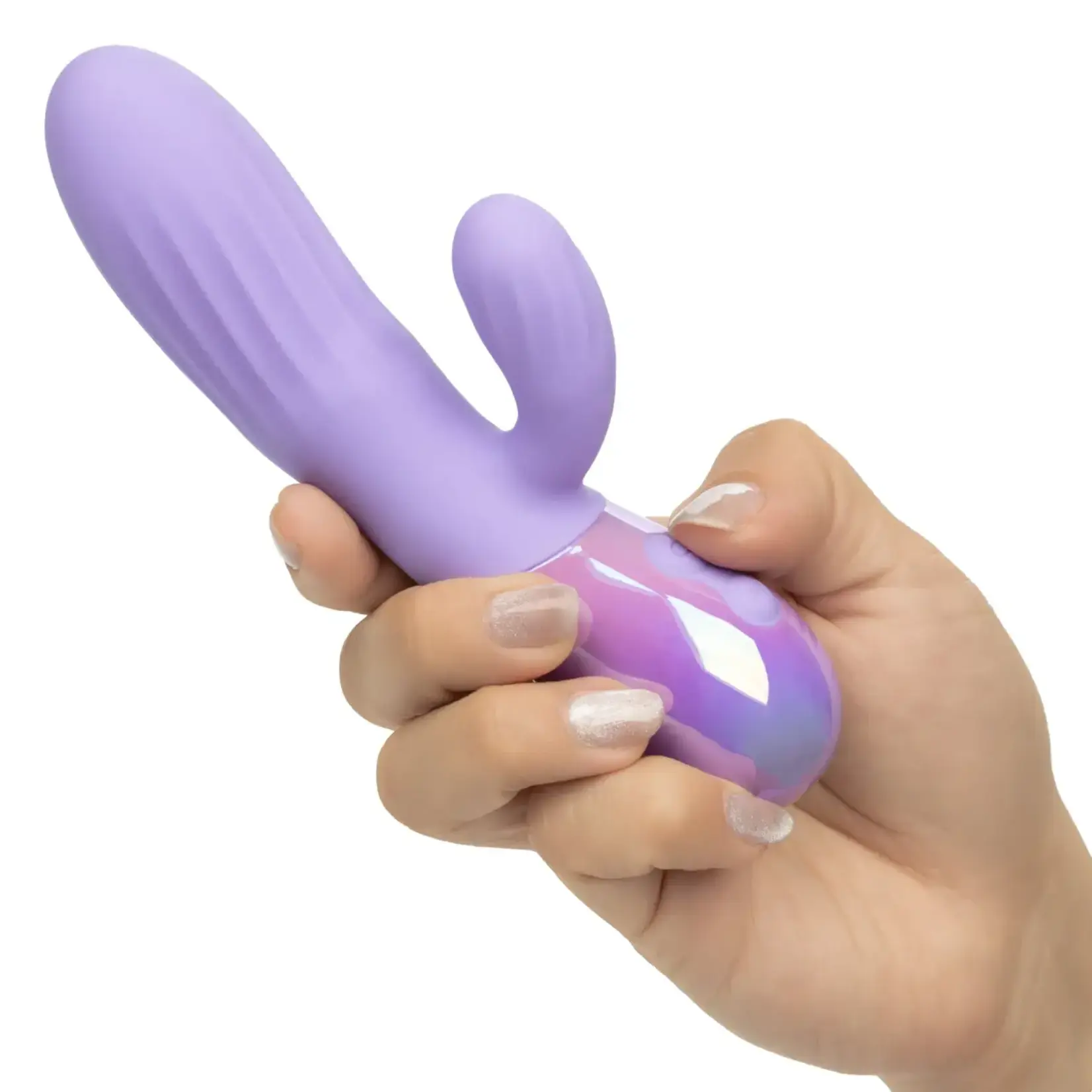 Calexotics Aura Rotating Ripple Rechargeable Silicone Dual Massager - Purple