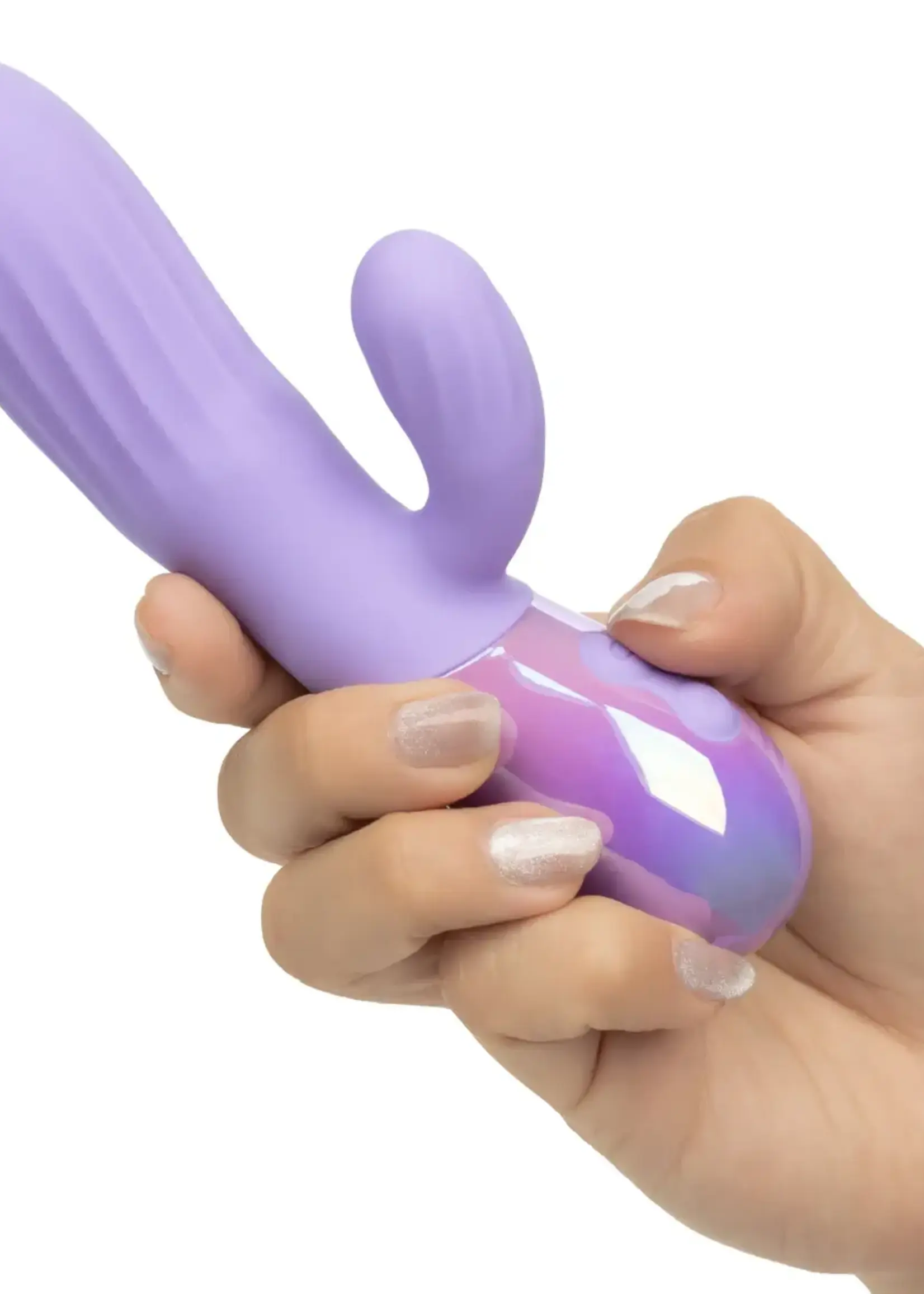 Calexotics Aura Rotating Ripple Rechargeable Silicone Dual Massager - Purple