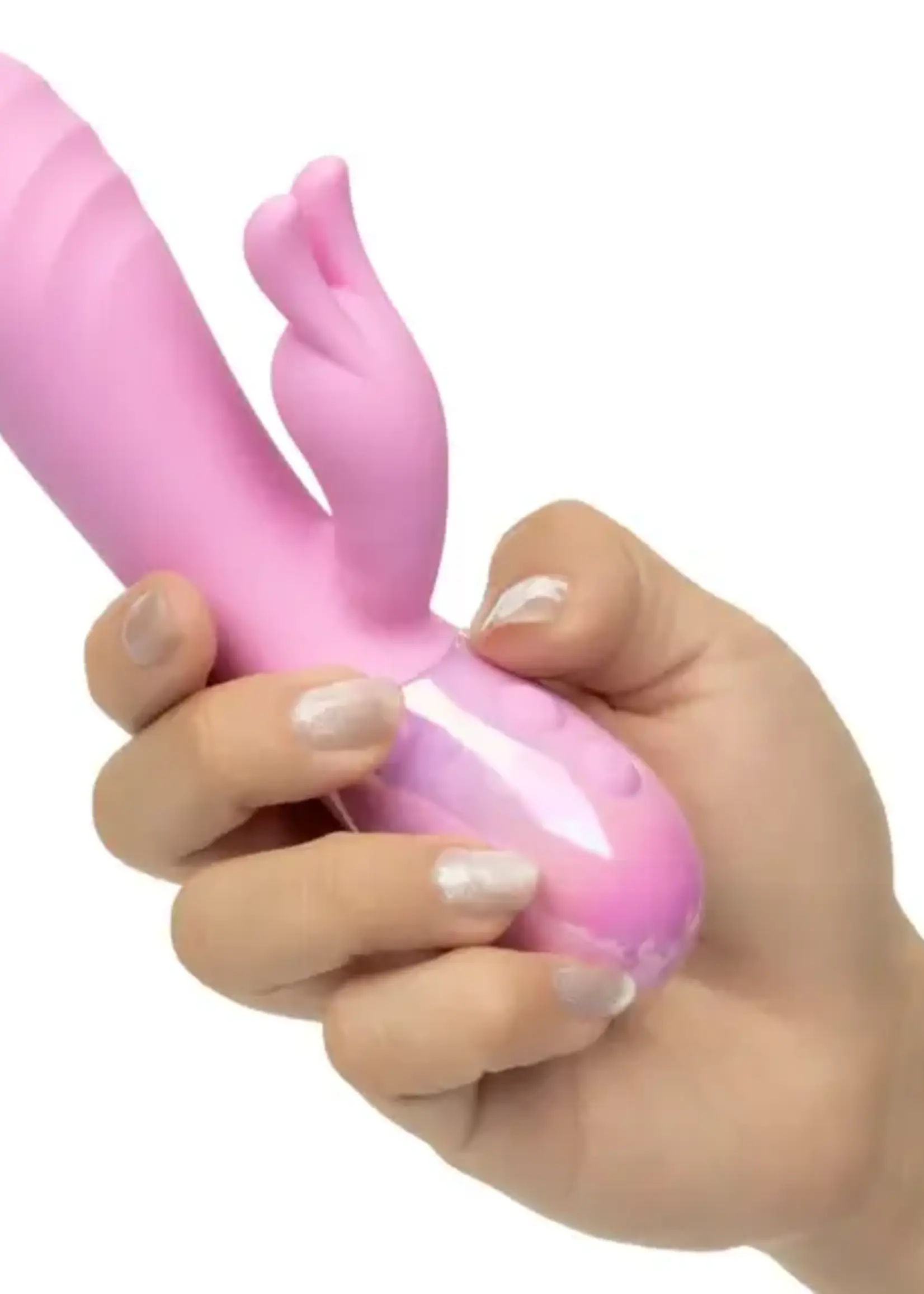 Calexotics Aura Thrusting Bunny Rechargeable Silicone Rabbit Vibrator - Pink