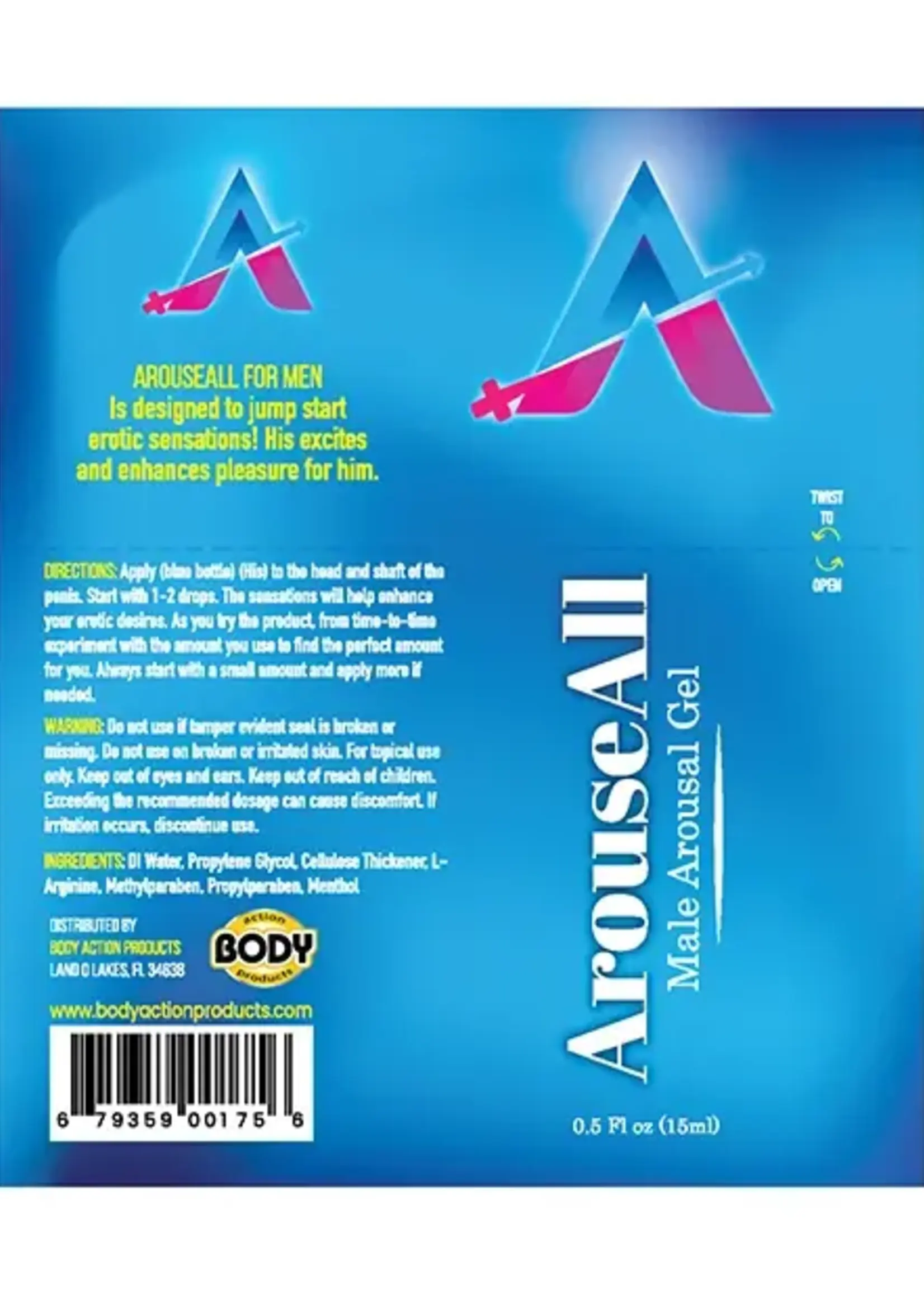 Body Action Arouseall Male Stimulating Gel 0.50 oz Bottle