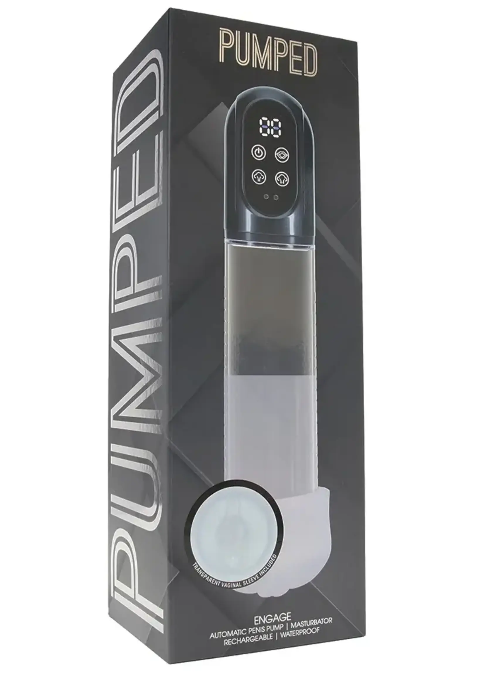 Shots Pumped Pumped Engage 6 Function Automatic Rechargeable Penis Pump - Gun Metal