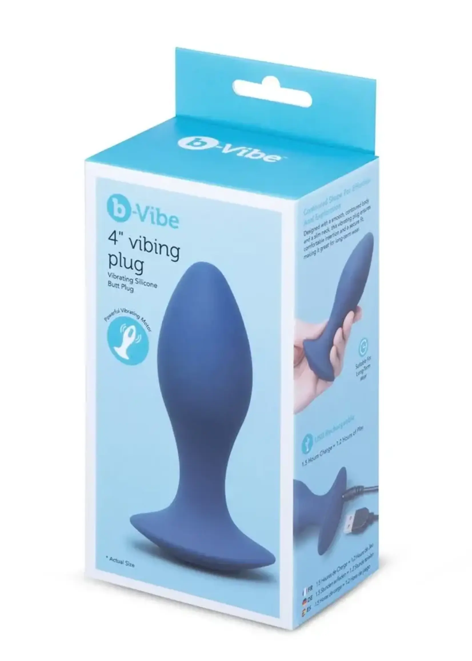 B-Vibe B-Vibe 4 Inch Rechargeable Silicone Vibing Plug - Purple
