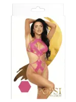 Popsi Lingerie Pink Cutout Lace Crotchless Teddy - O/S