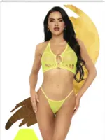 Popsi Lingerie Neon Fishnet Bra & Panty Set - O/S