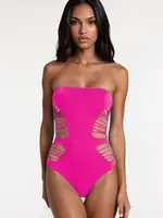 Popsi Lingerie Cutout Strapless Bodysuit - Hot Pink - O/S