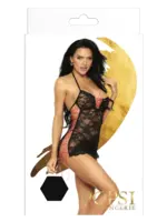 Popsi Lingerie Black Lace Chemise w/ Ribbons - O/S