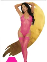 Popsi Lingerie Neon Cut Out Fishnet Bodystocking - O/S
