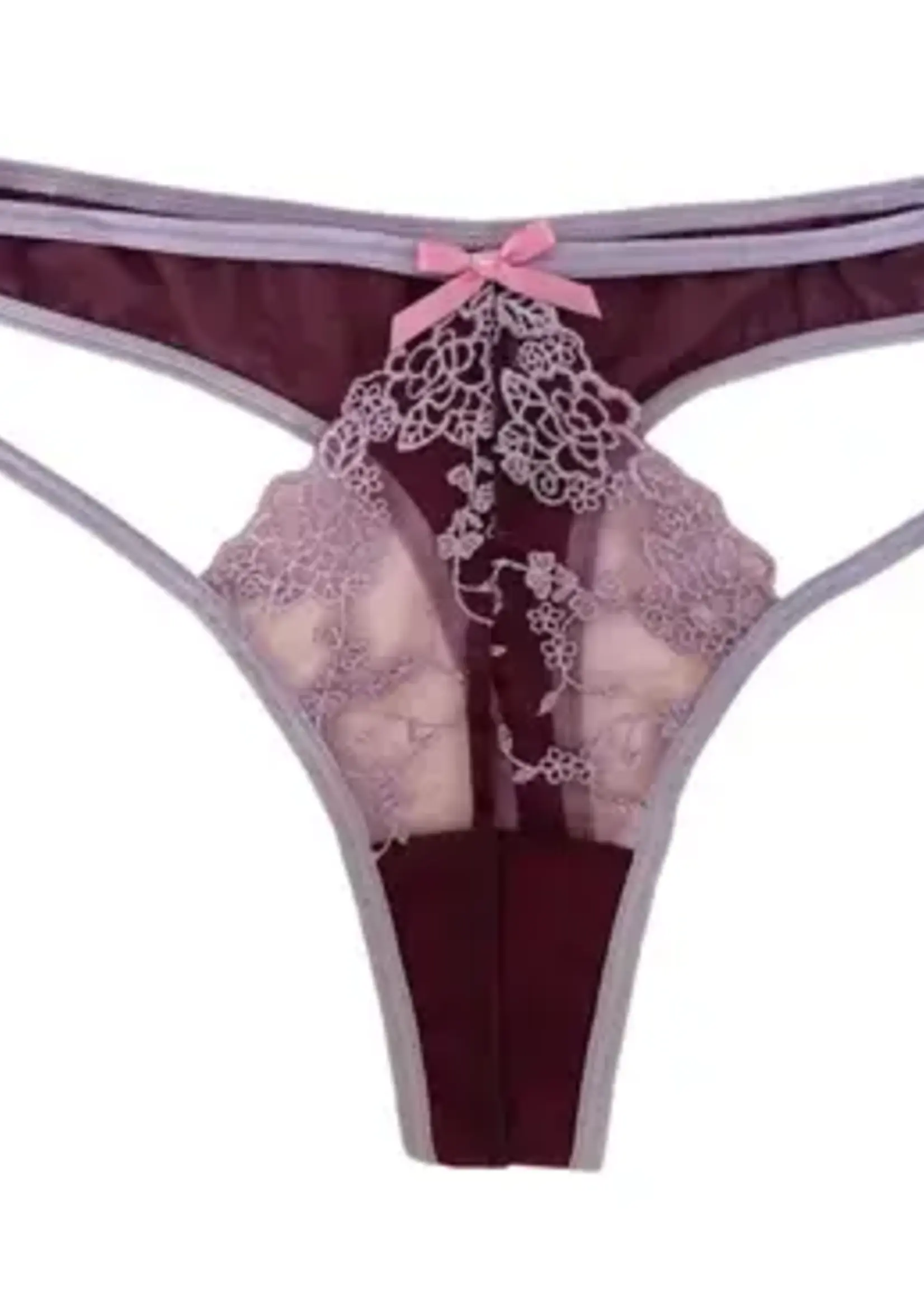 Popsi Lingerie Popsi Lingerie String Mesh Thong - Mauve - S/M