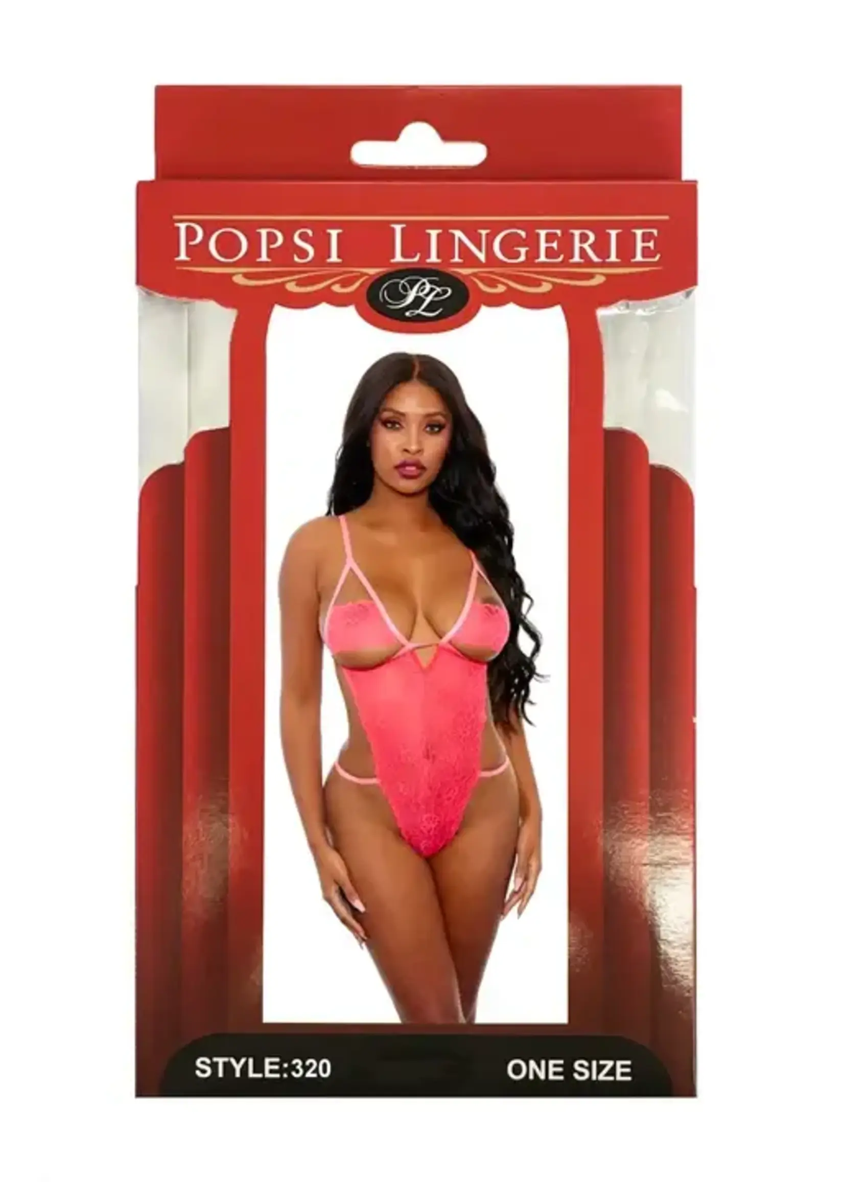 Popsi Lingerie Lace Teddy Coral O/S