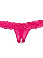 Popsi Lingerie Popsi Lingerie Curvy Plus Lace Crotchless Pearl Panty - Pink