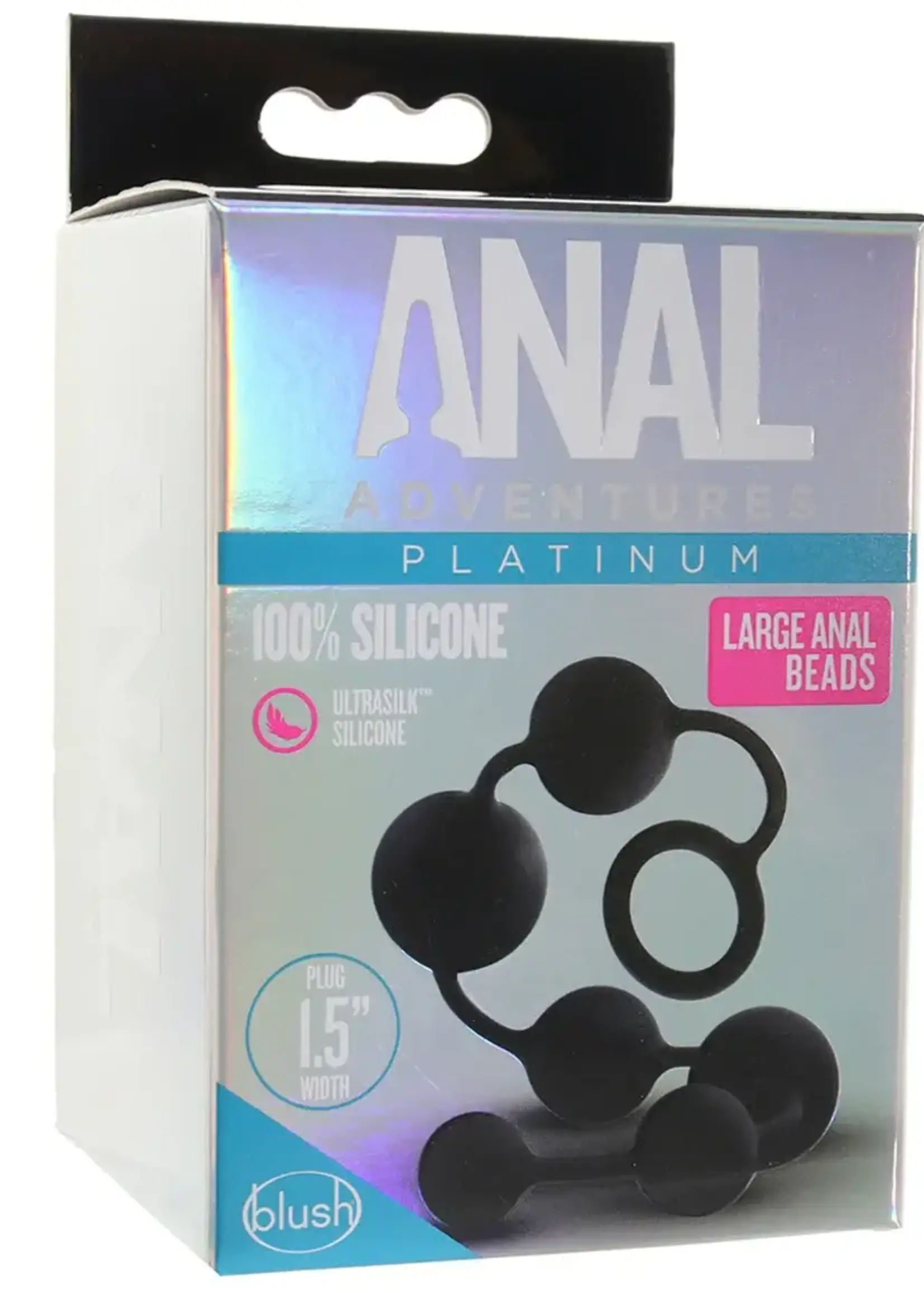 Blush Anal Adventures Platinum Silicone Large Anal Beads Black