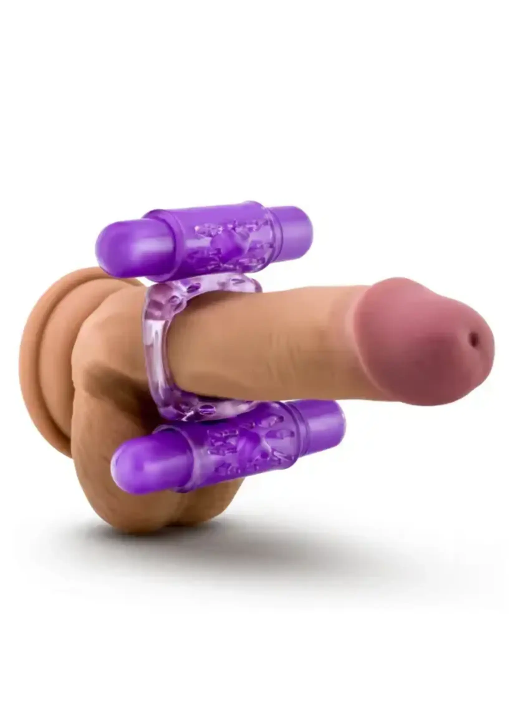 Blush Novelties Play With Me Double Play Dual Vibrating Cockring Purple