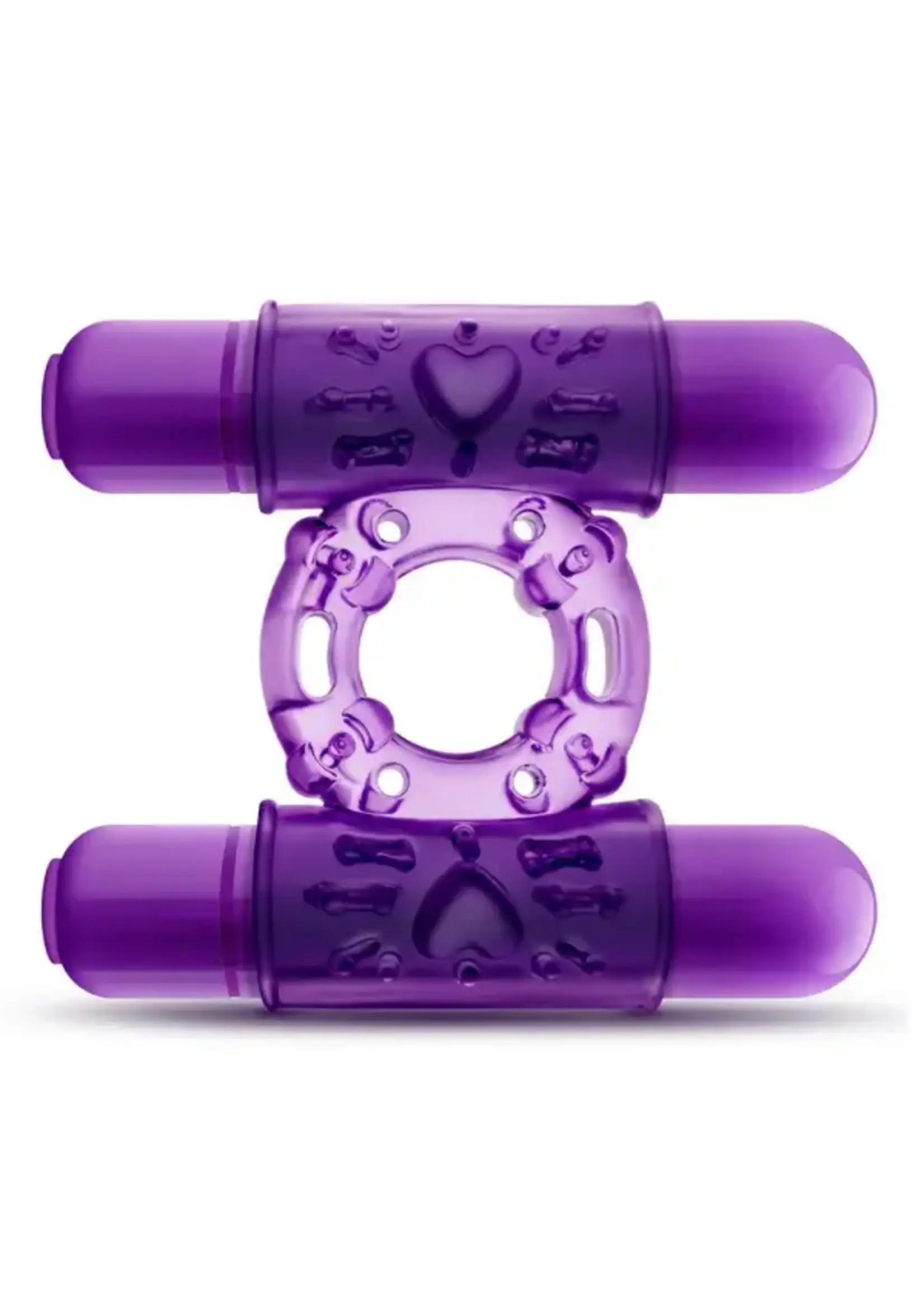 Blush Novelties Play With Me Double Play Dual Vibrating Cockring Purple