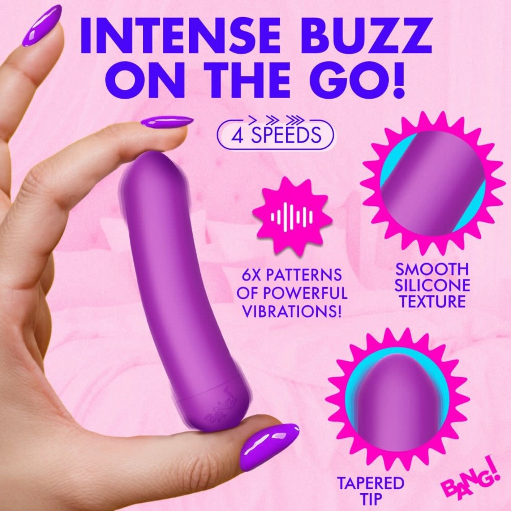 XR Brands Bang Bang Bullet Rechargeable Silicone Vibrator - Purple