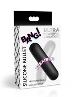 XR Brands Bang Bang! BG Flexible Rechargeable Silicone Bullet - Black