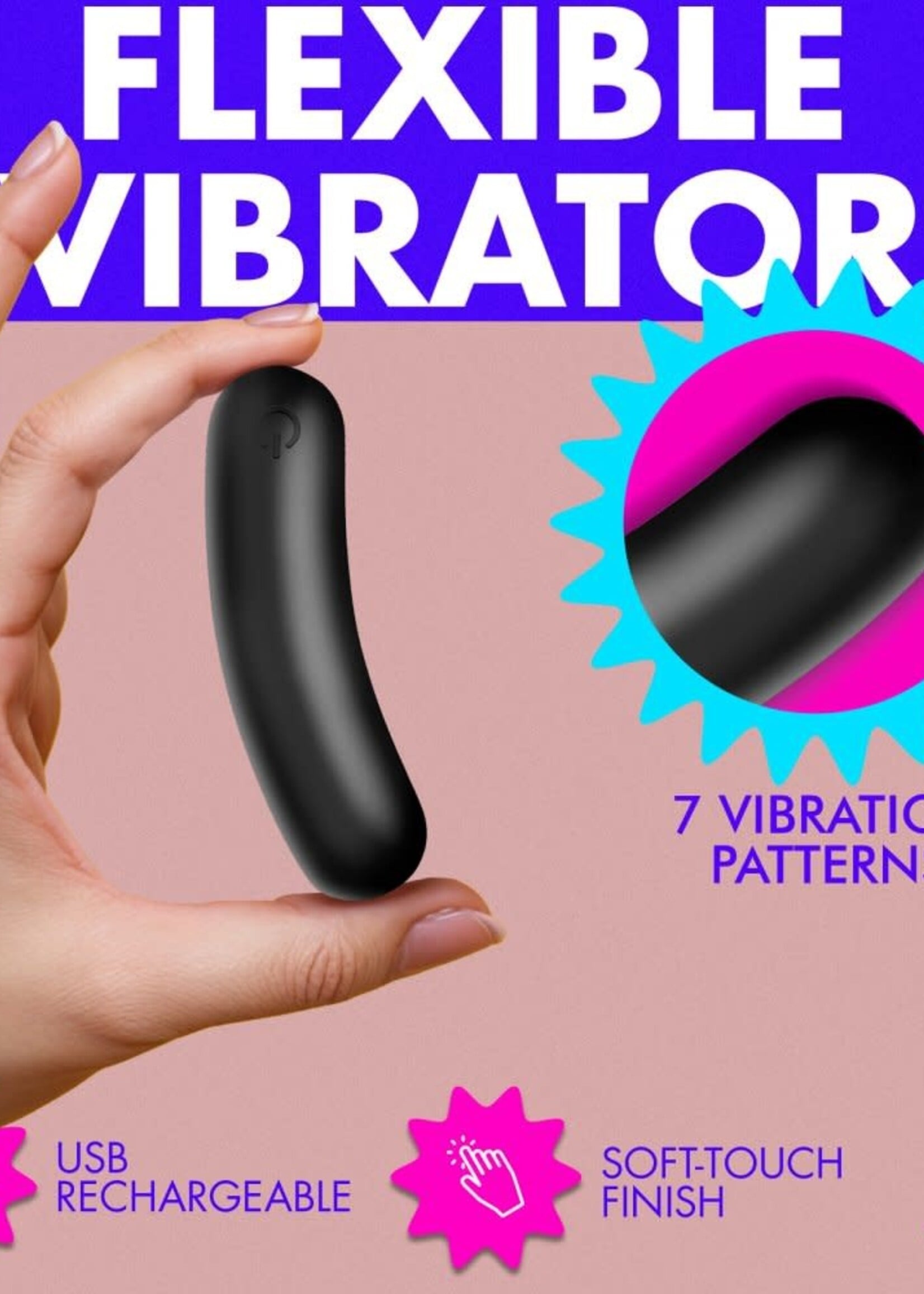 XR Brands Bang Bang! BG Flexible Rechargeable Silicone Bullet - Black