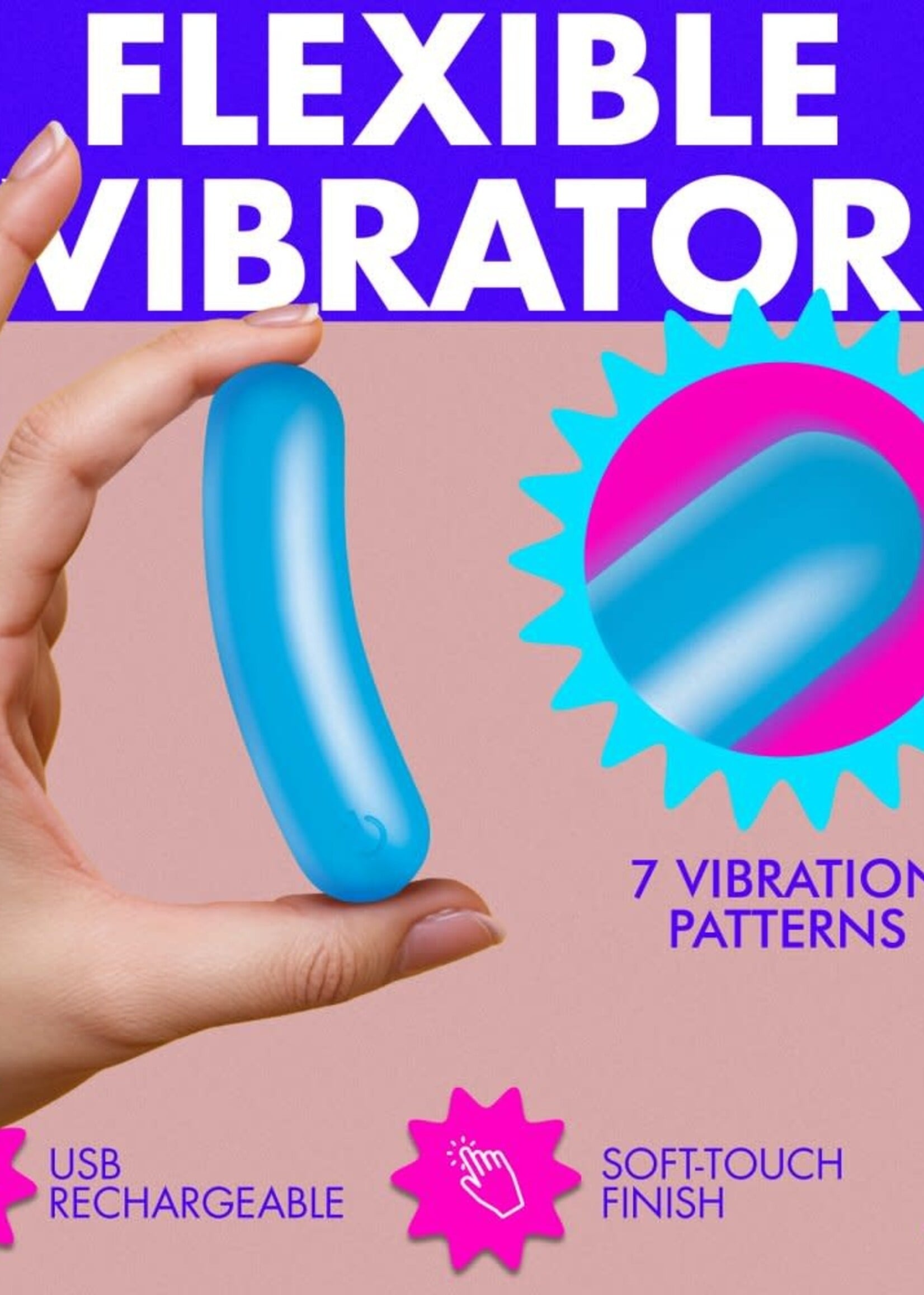 XR Brands Bang Bang Flexible Rechargeable Silicone Bullet - Blue