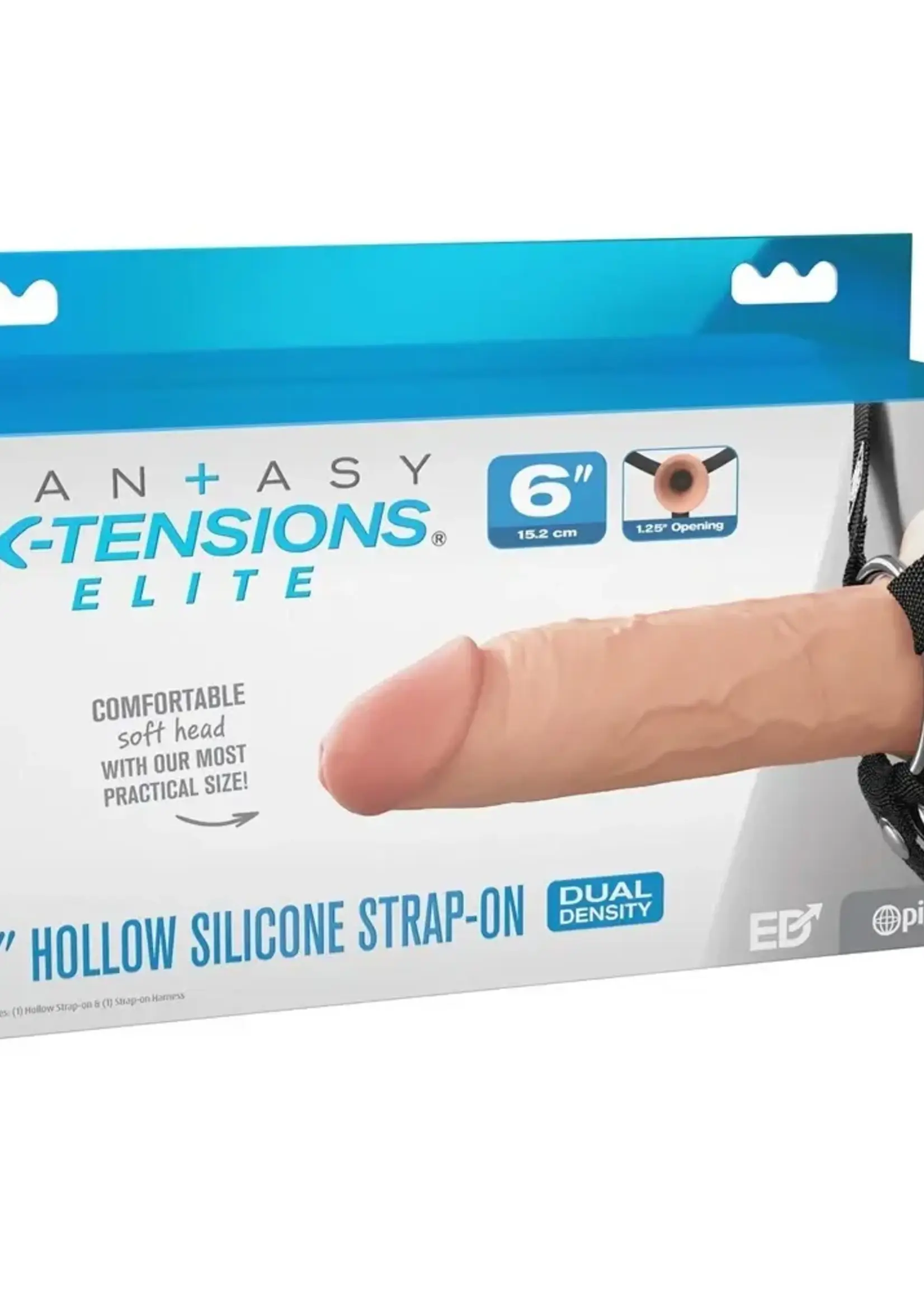 Shots RealRock Fantasy X-Tensions Elite 6" Silicone Hollow Strap-On Dual Density Light