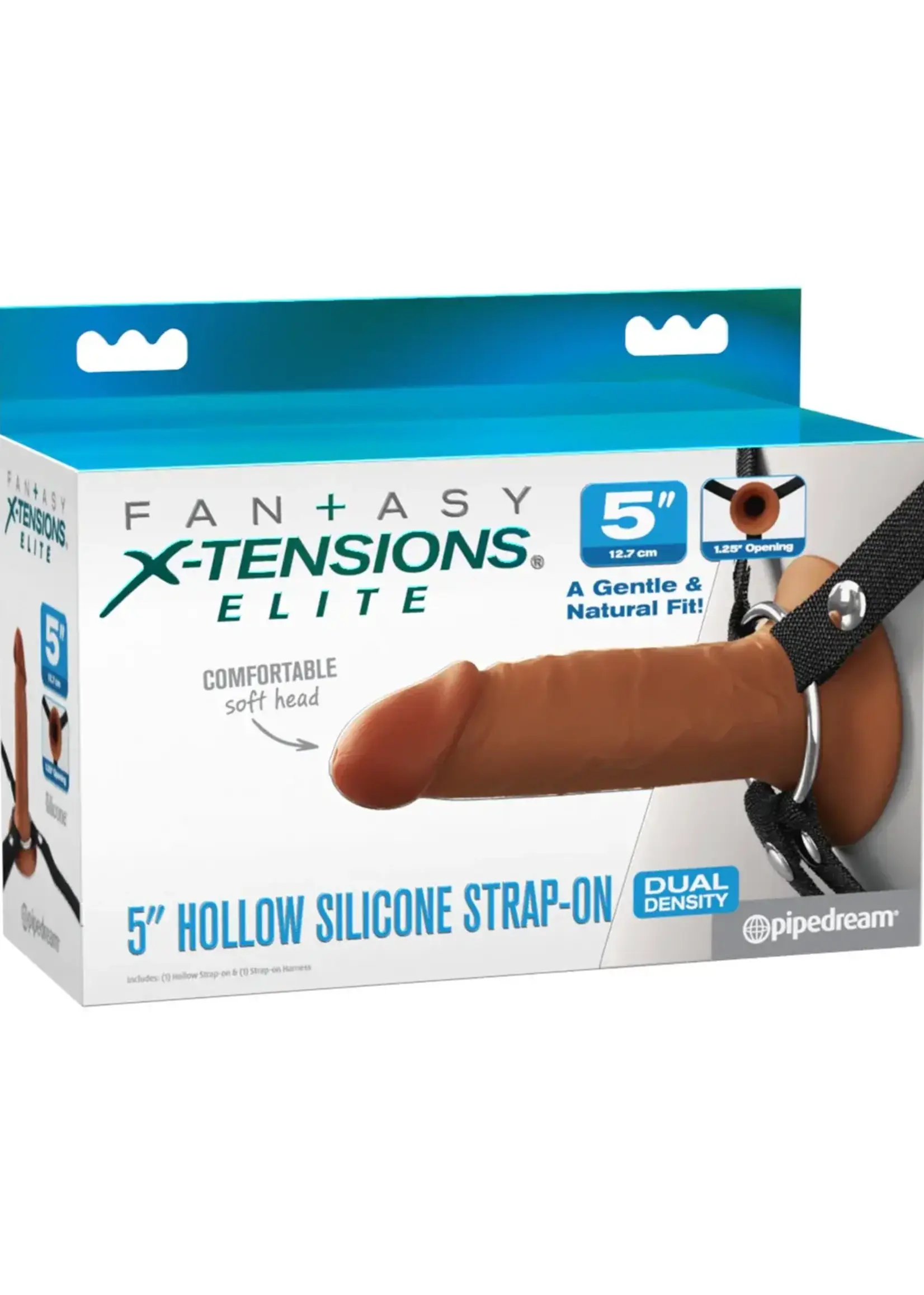 Pipedream Fantasy X-Tensions Elite Silicone Dual Density Hollow Strap-On 5in