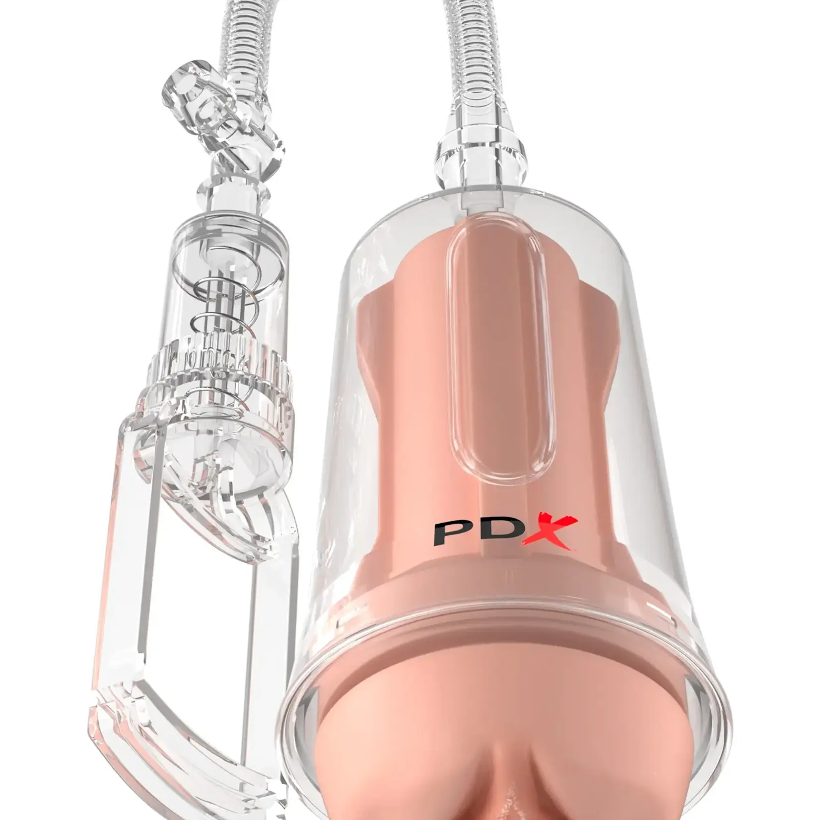 Pipedream PDX Extreme Wet Pussies Self Lubricating Pump System Deep Suck - Vanilla/Clear
