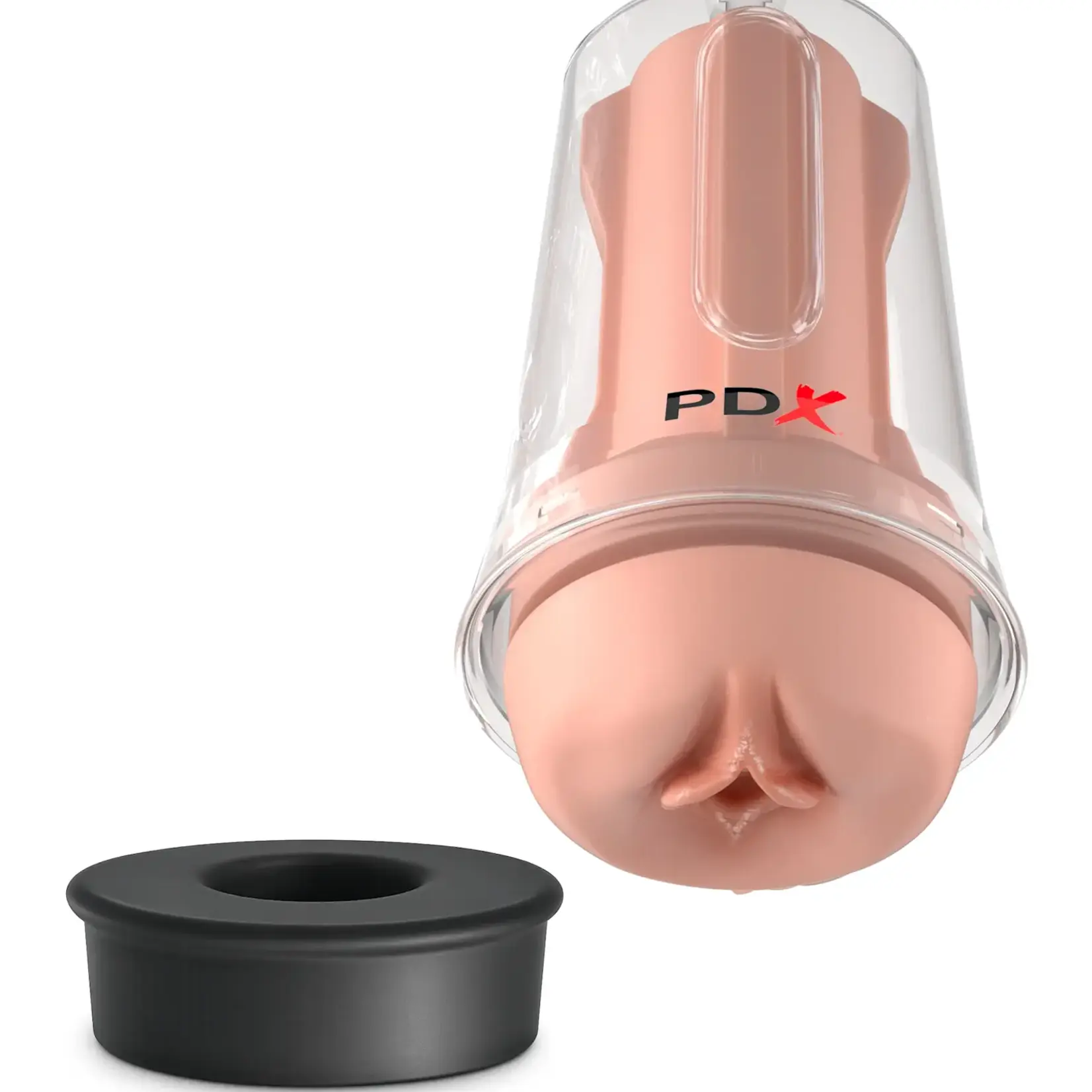 Pipedream PDX Extreme Wet Pussies Self Lubricating Pump System Deep Suck - Vanilla/Clear