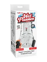 Pipedream PDX Extreme Wet Pussies Super Luscious Lips Control Freak Self Lubricating Vibrating Stroker with Remote - Pussy - Frost/Clear