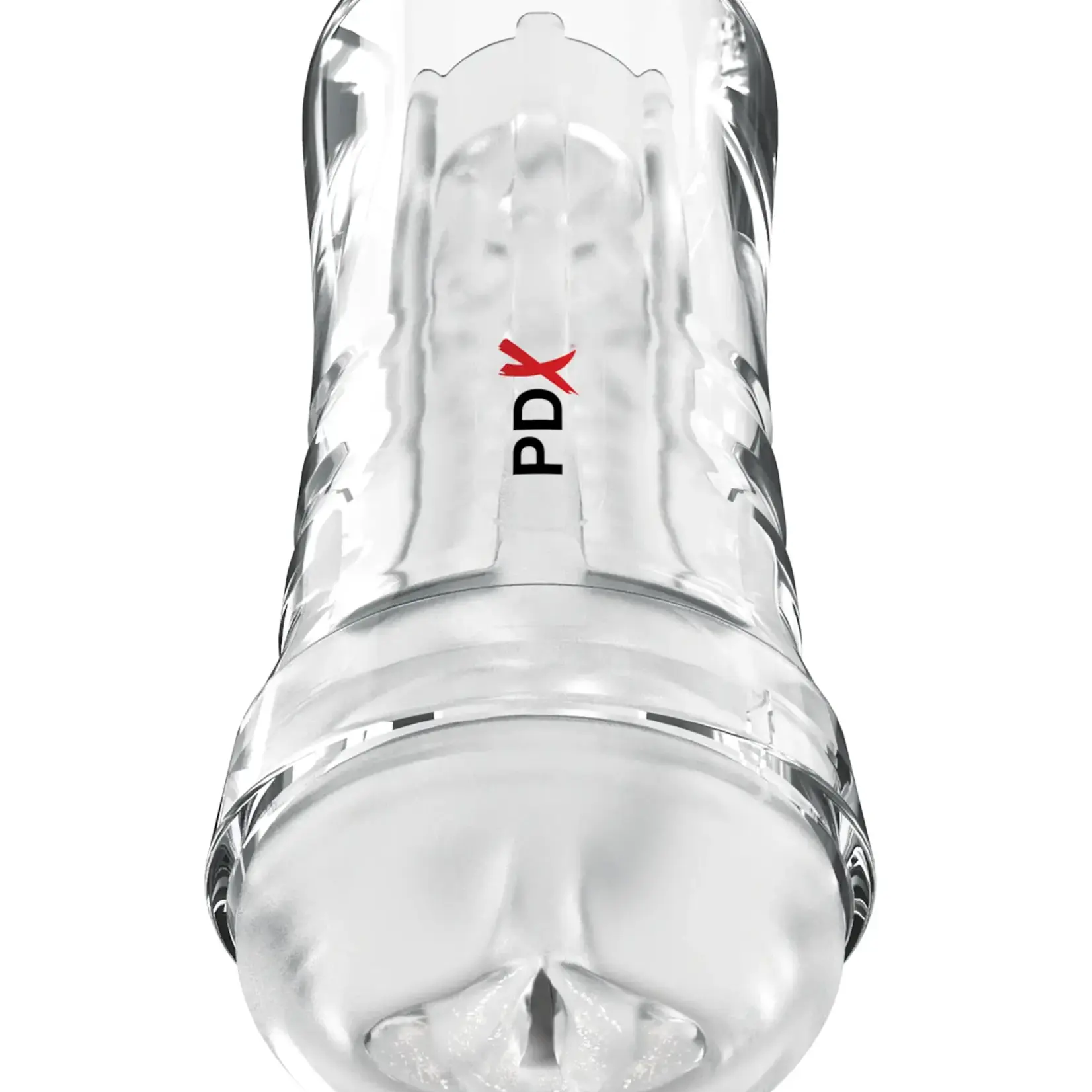 Pipedream PDX Extreme Wet Pussies Super Luscious Lips Control Freak Self Lubricating Vibrating Stroker with Remote - Pussy - Frost/Clear