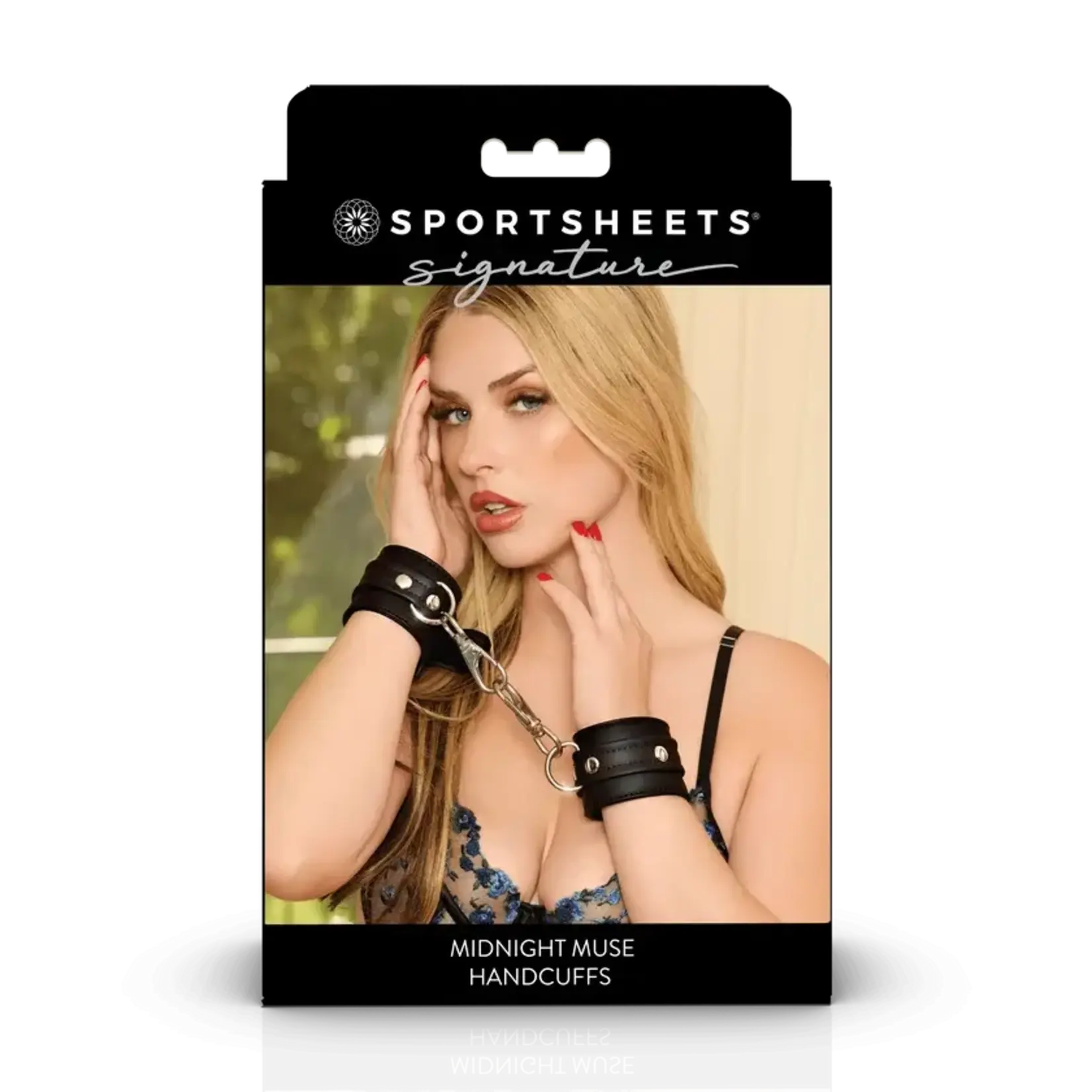 Sportsheets Signature Midnight Muse Handcuffs - Black/Silver