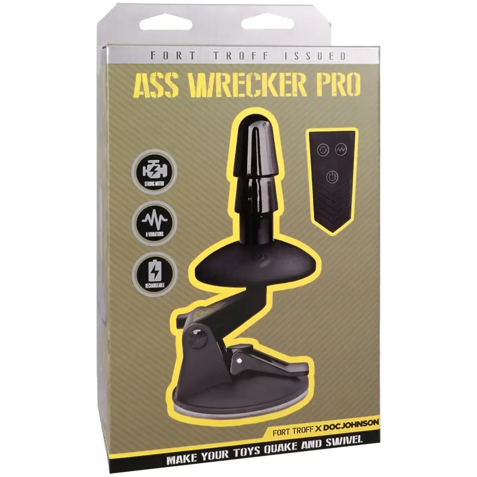 Doc Johnson Fort Troff Ass Wrecker Pro Rechargeable Vac-U-Lock Accessory with Wireless Remote - Black