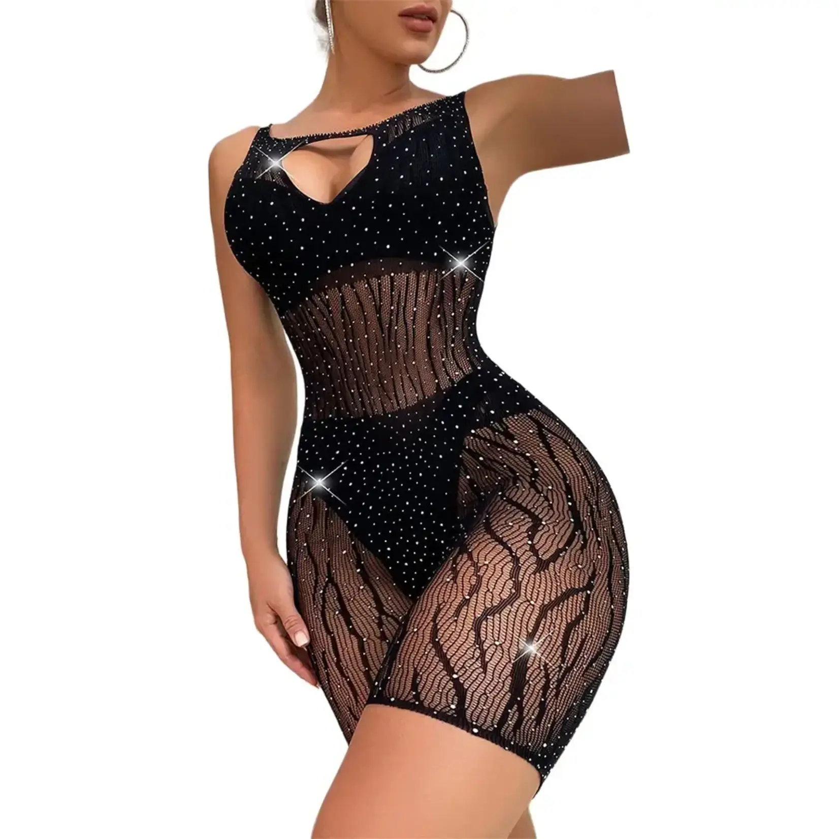 Black Pearl Intimates Black Pearl Tiger Stripe Romper - Black - O/S