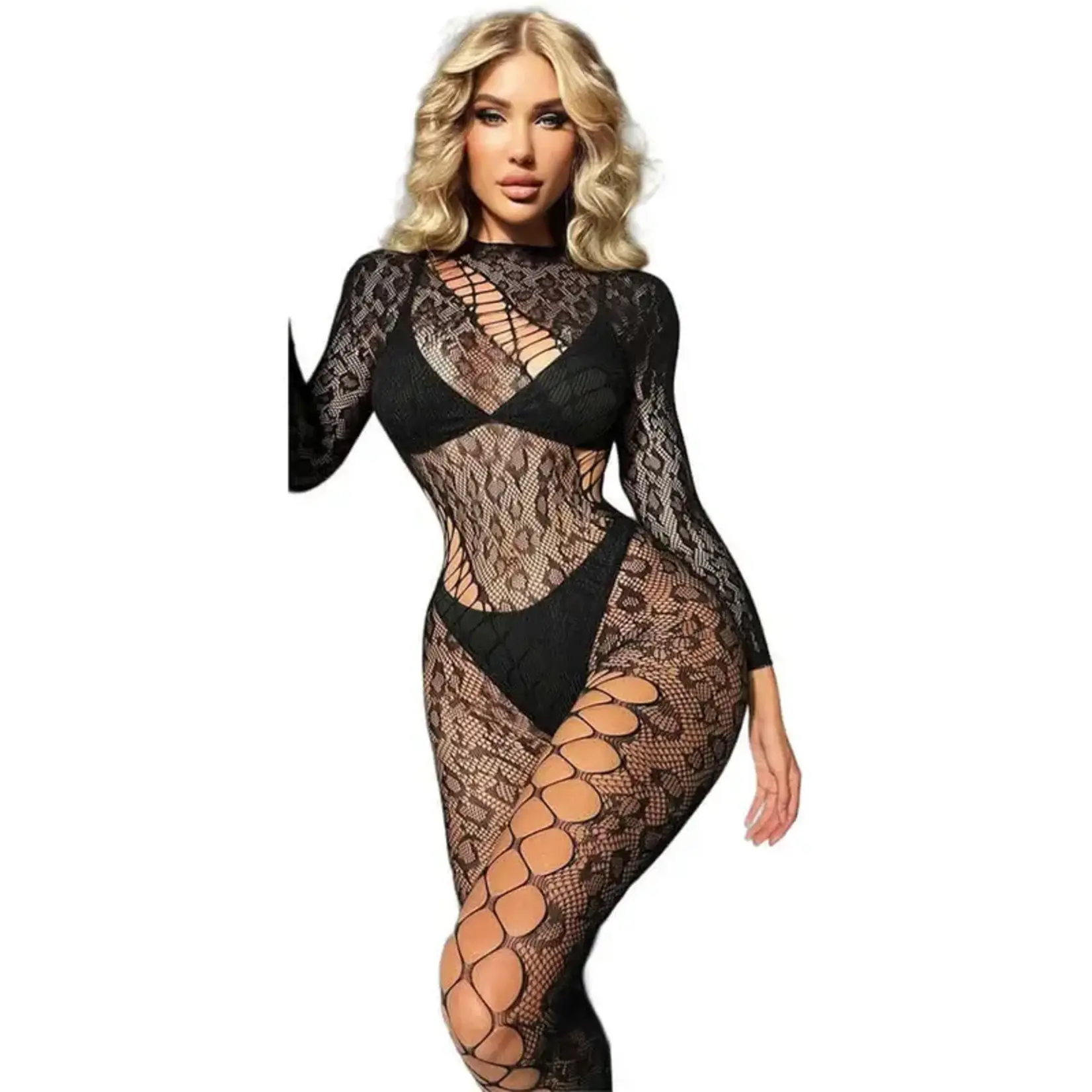 Black Pearl Intimates Black Pearl Leopard Lace Catsuit - Black - O/S