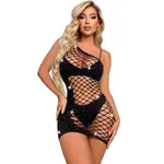 Black Pearl Intimates Black Pearl Bling Fishnet One Shoulder Dress - Black - O/S