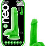 Blush Neo Elite 6" Silicone Dual Density Cock With Balls Neon Green