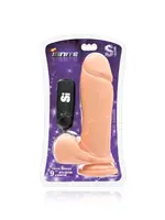 SI Novelties 9" Thick Cock & Balls W/ Vib Egg&Suction Cup - Flesh