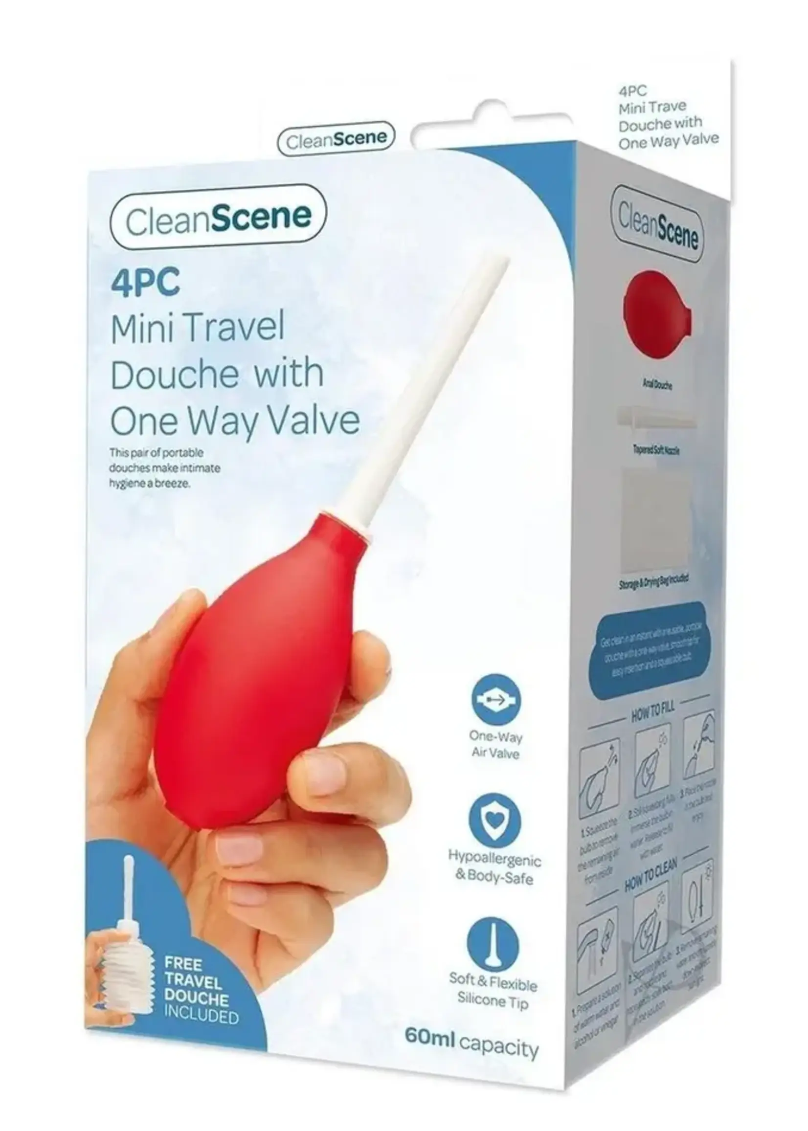 XR Brands Clean Stream AquaClean Mini Travel Douche w/One Way Valve