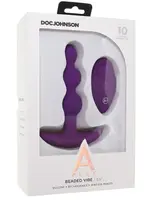 Doc Johnson A-Play Beaded Vibe Rechargeable Silicone Anal Plug With Remote Purple