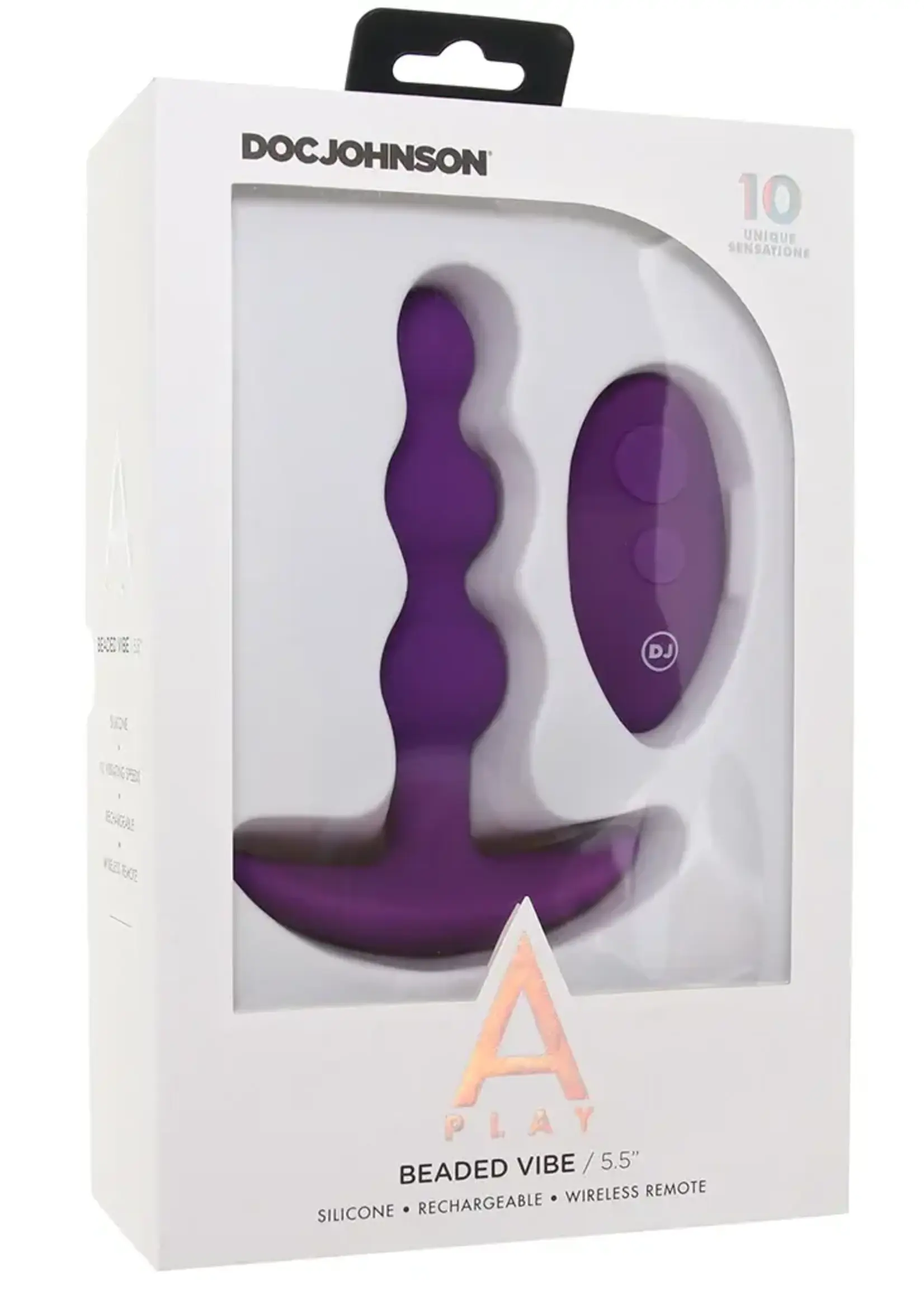 Doc Johnson A-Play Beaded Vibe Rechargeable Silicone Anal Plug With Remote Purple