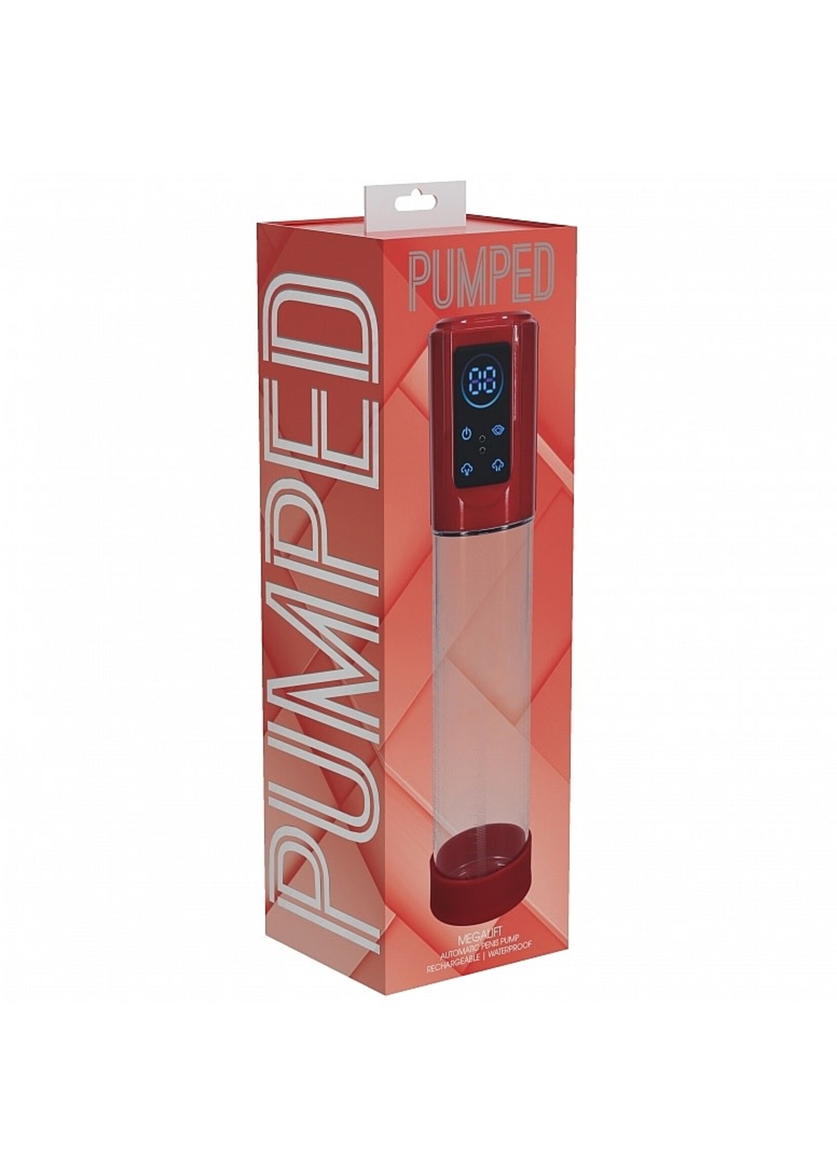 Shots Pumped Pumped MegaLift 6 Function Automatic Rechargeable Penis Pump - Metallic Red