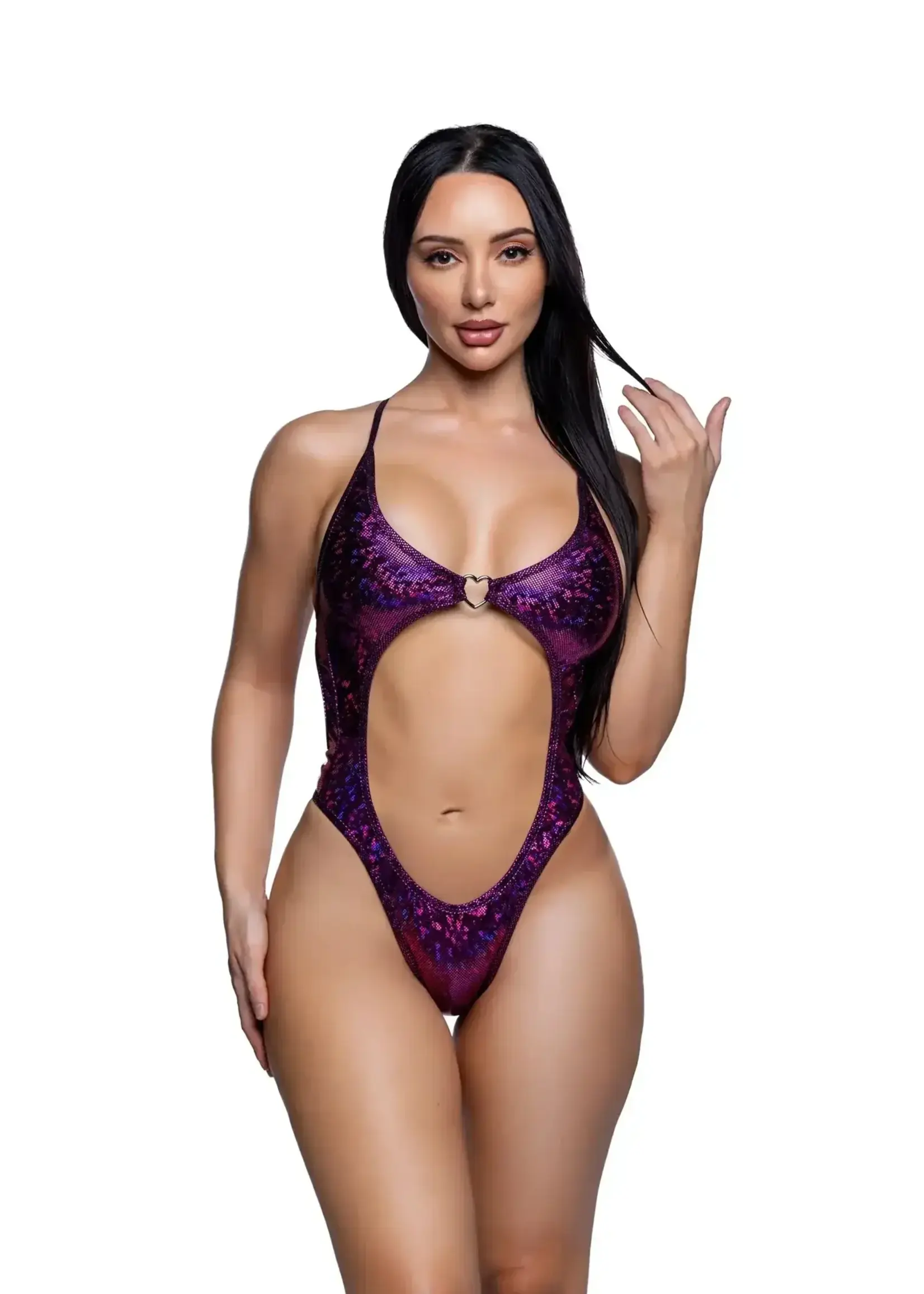 Roma Costumes Shimmer Heart Ring Bodysuit - Fuchsia - M/L