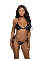 Roma Costumes 2pc Embossed Velvet Tie-Side Bikini Set - Black - O/S