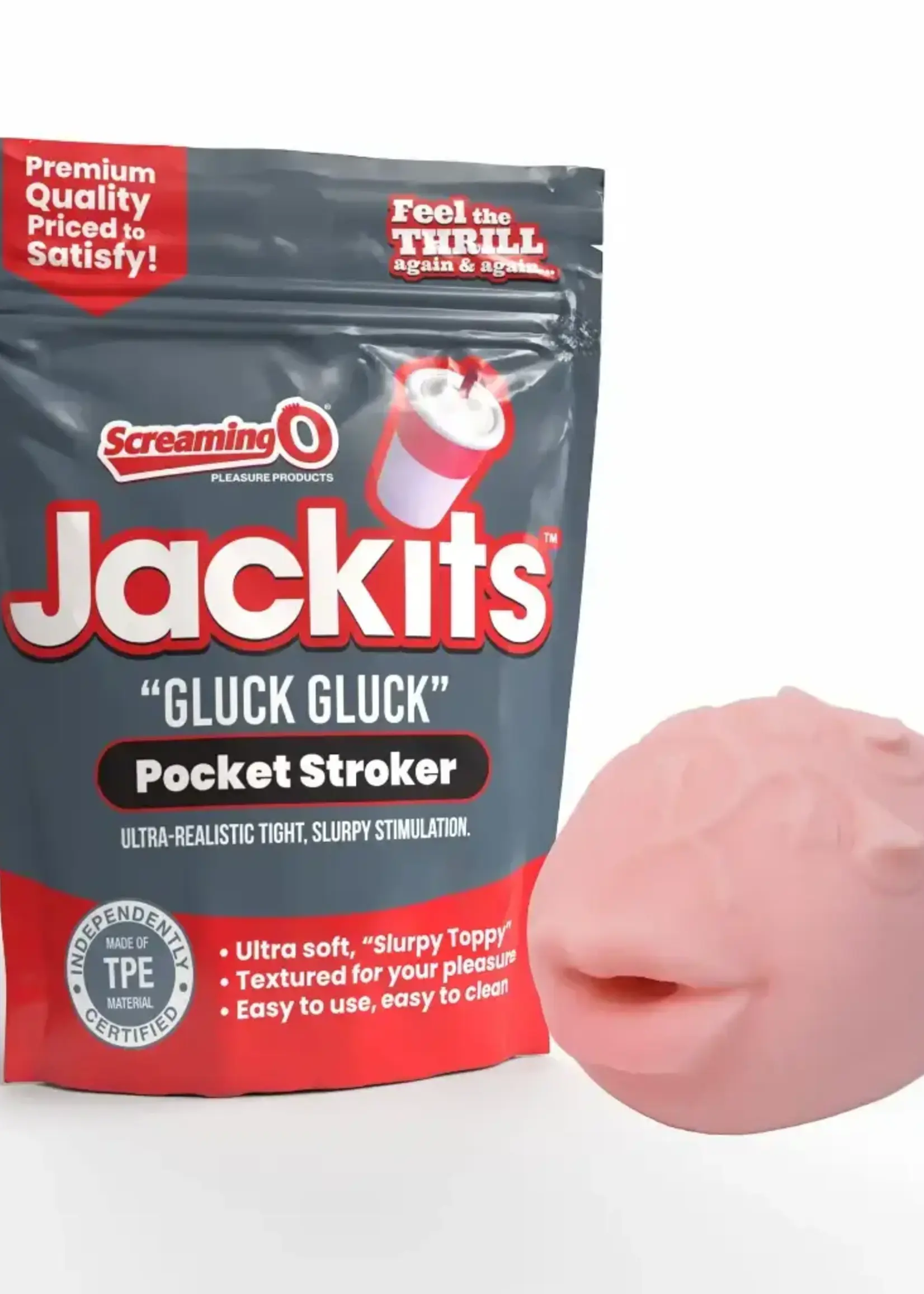 Screaming O Screaming O Jackits Gluck Gluck Pocket Stroker - Mouth - Pink